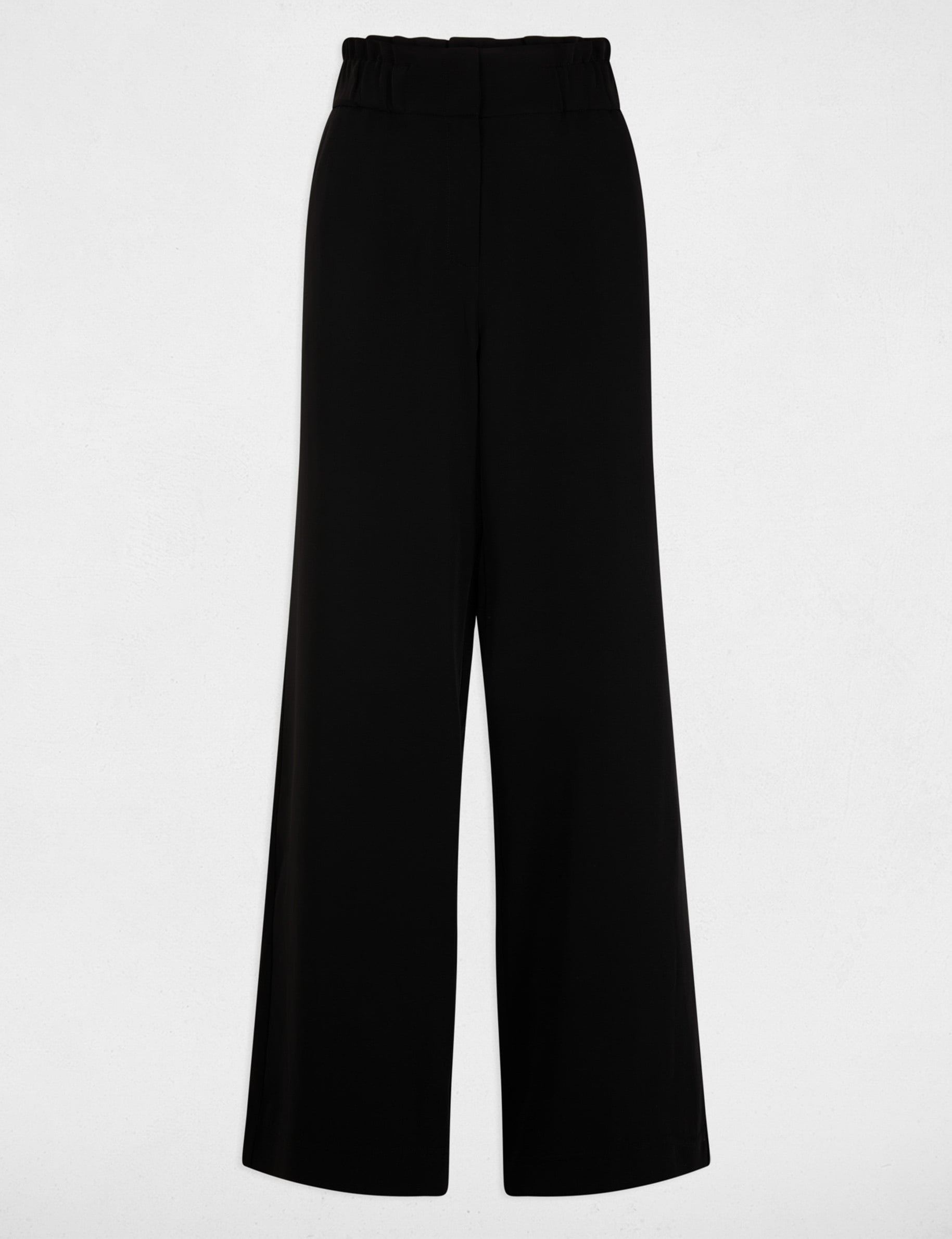 Pantalon large &agrave; fronces noir femme