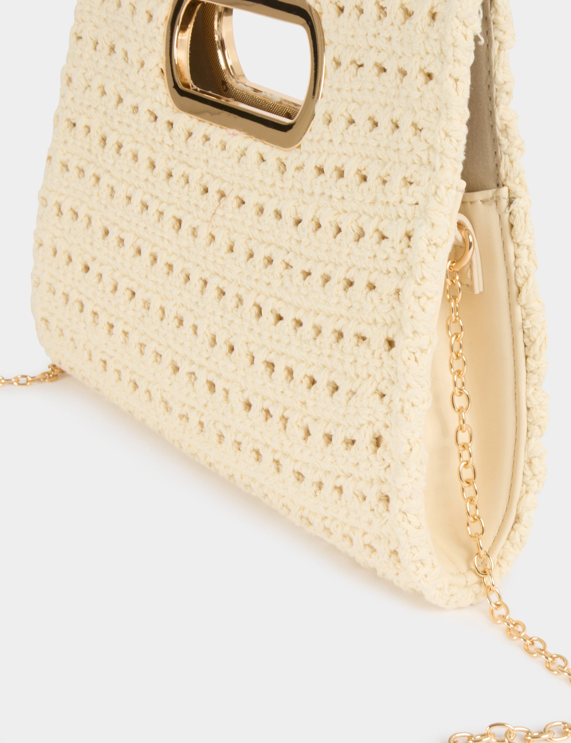 Pochette tricot ivoire femme