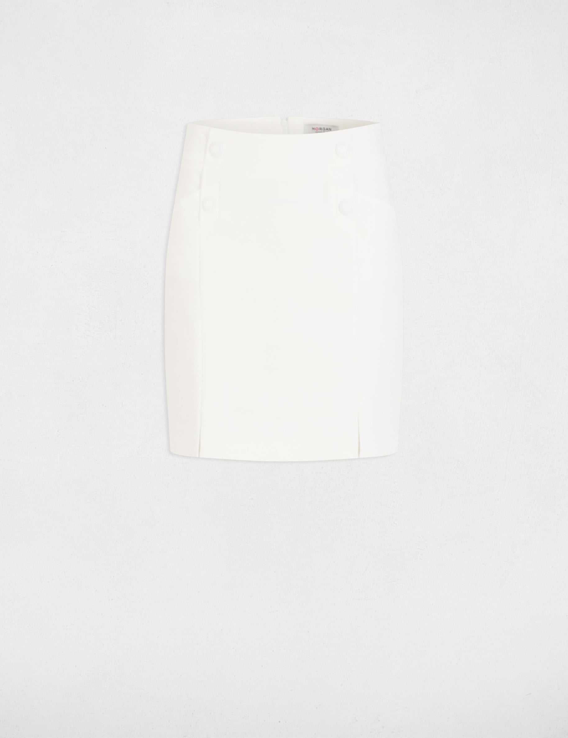 Jupe courte &agrave; boutons ivoire femme