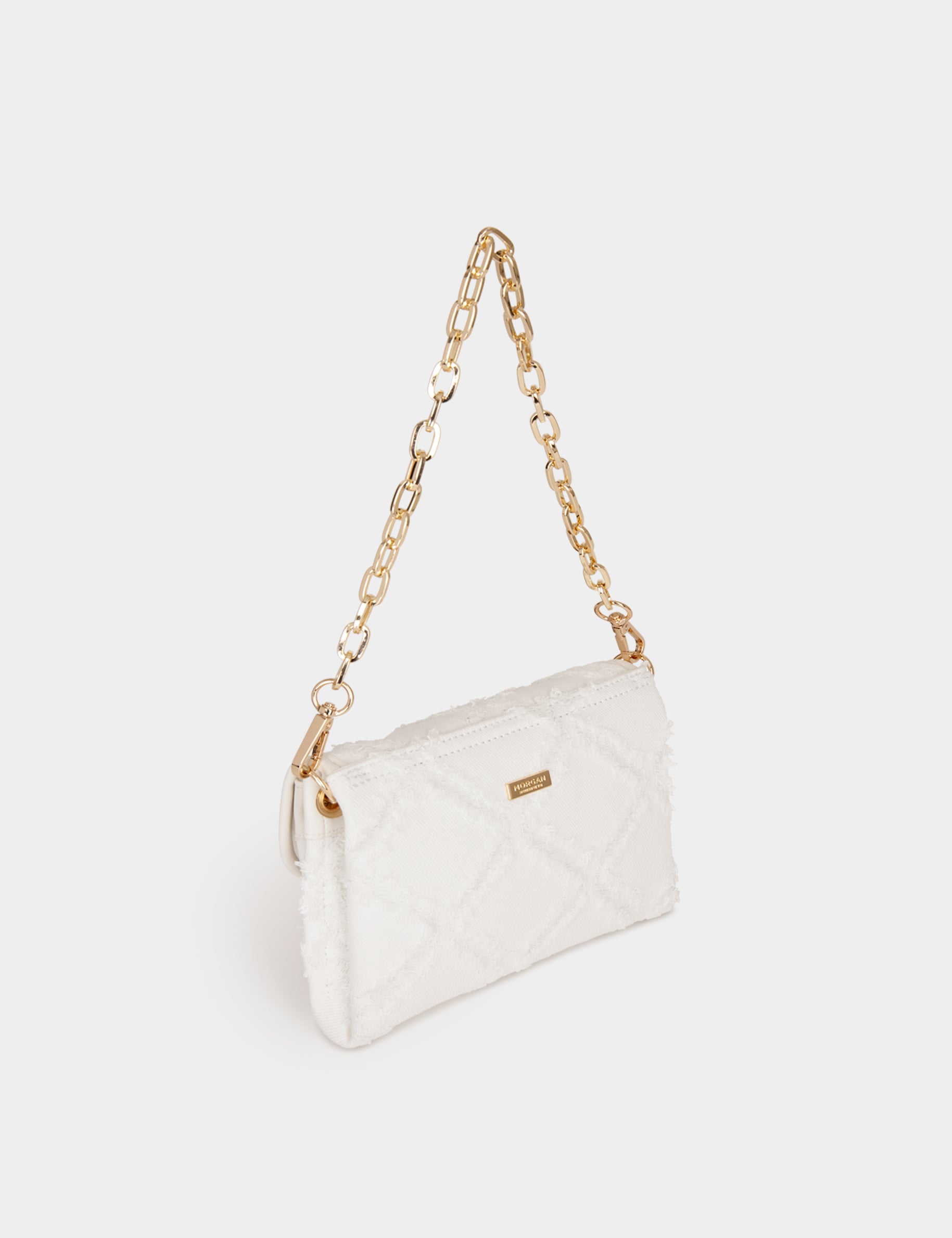 Sac pochette &agrave; franges ivoire femme