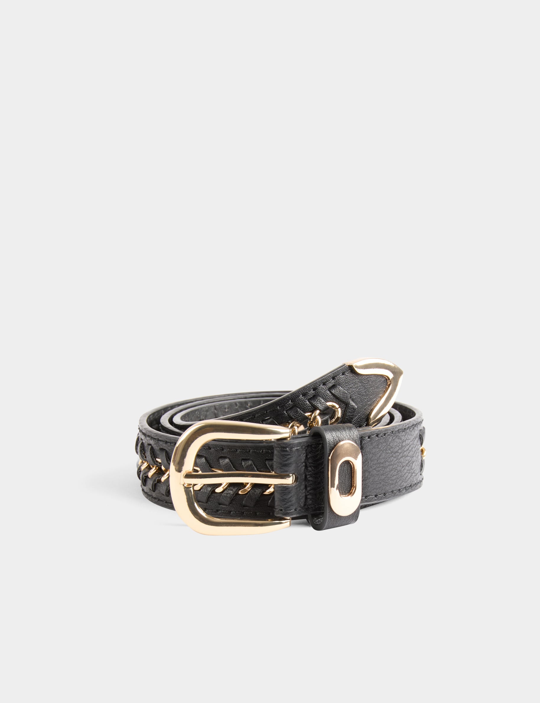 Ceinture d&eacute;tails cha&icirc;nes noir femme