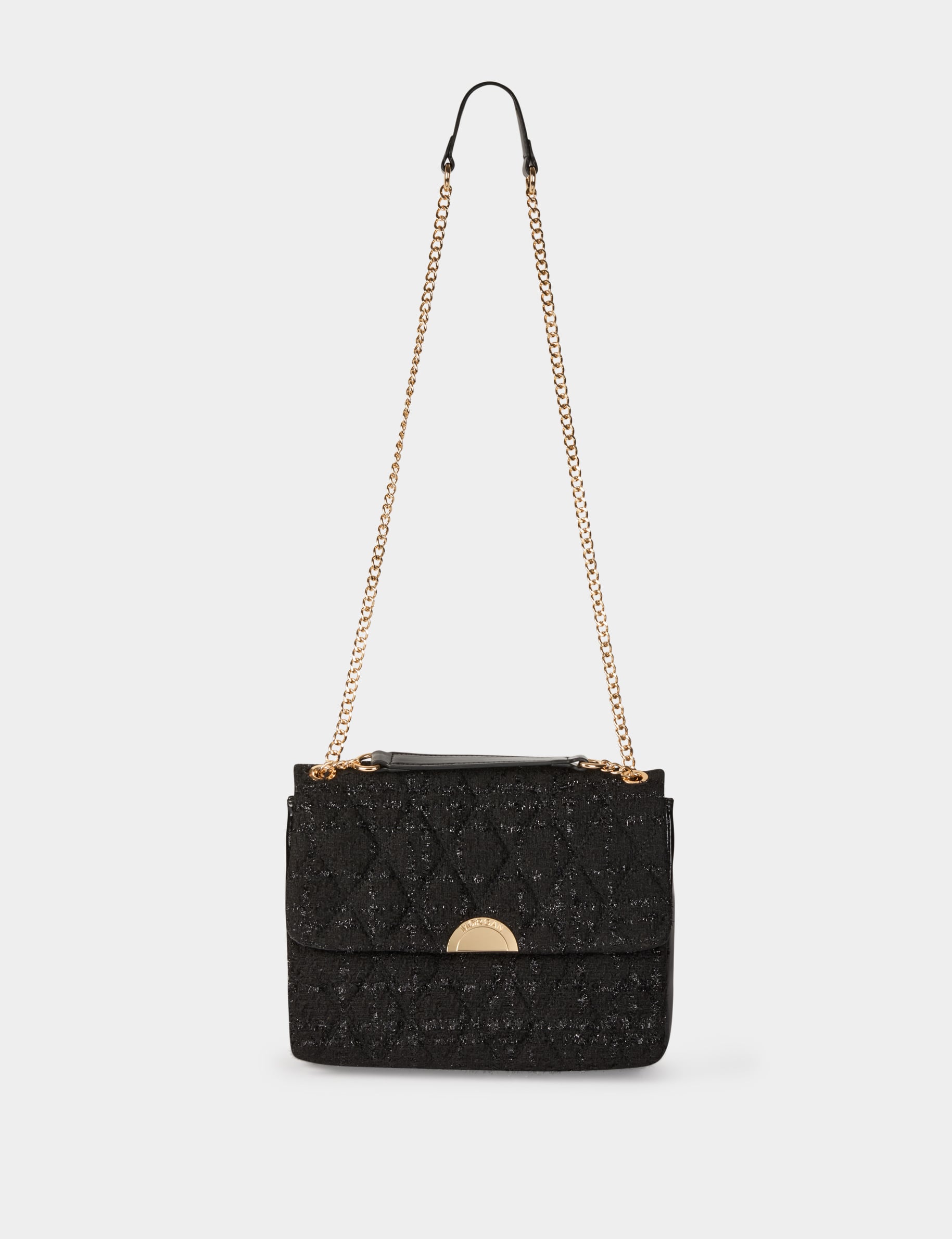 Sac tweed m&eacute;tallis&eacute; noir femme