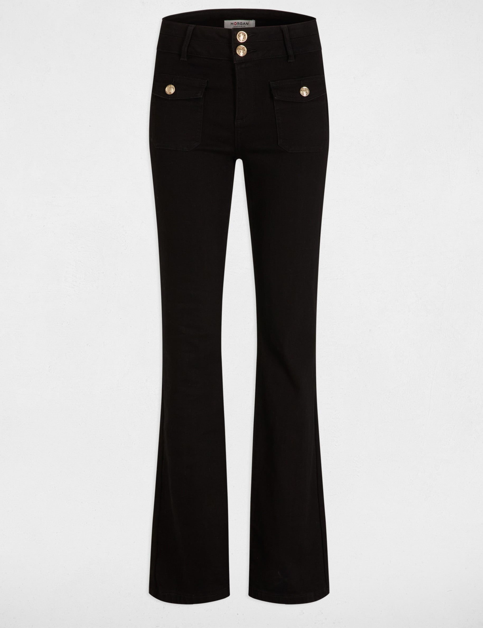Jeans bootcut poches &agrave; rabat noir femme