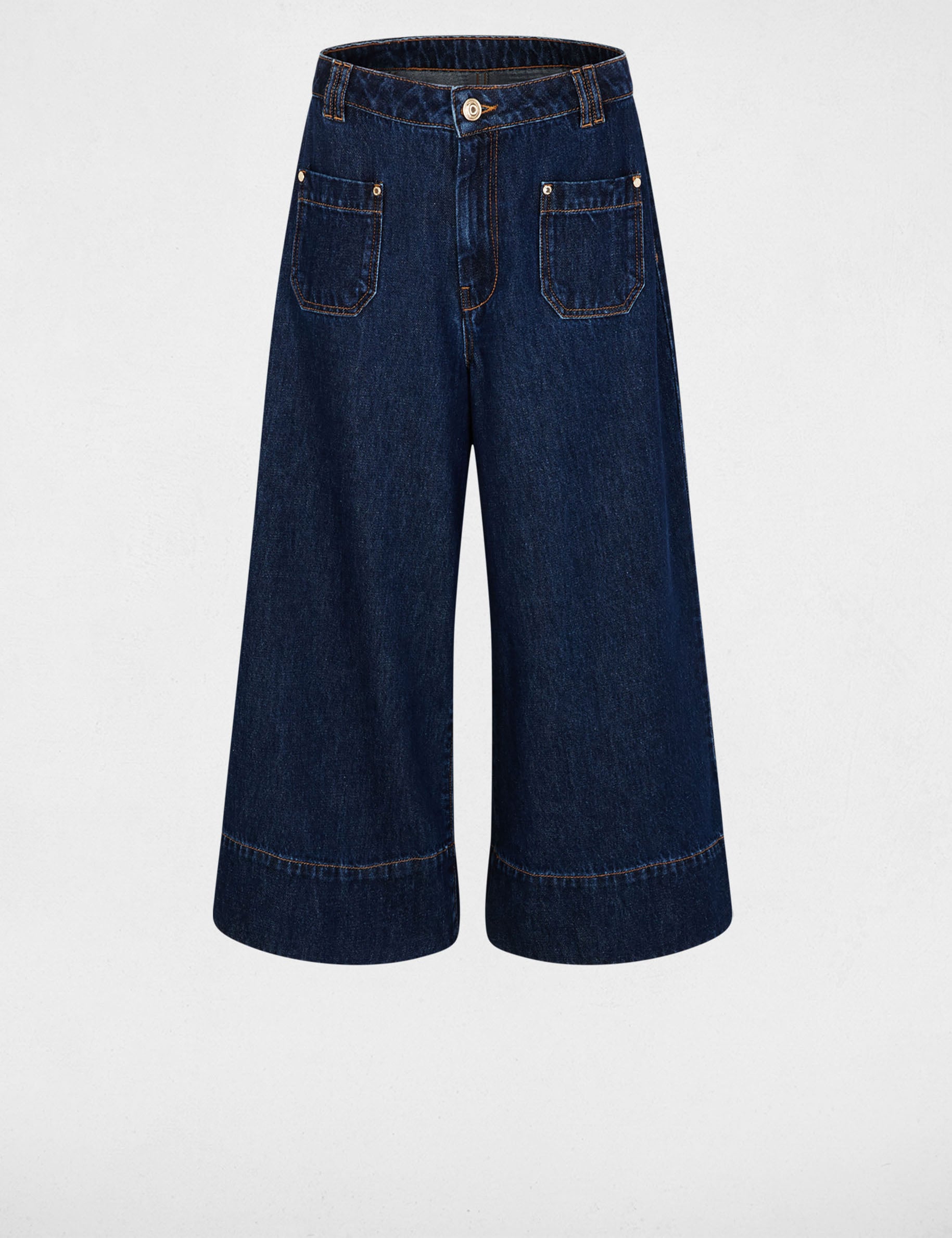 Bermuda taille haute bleu femme