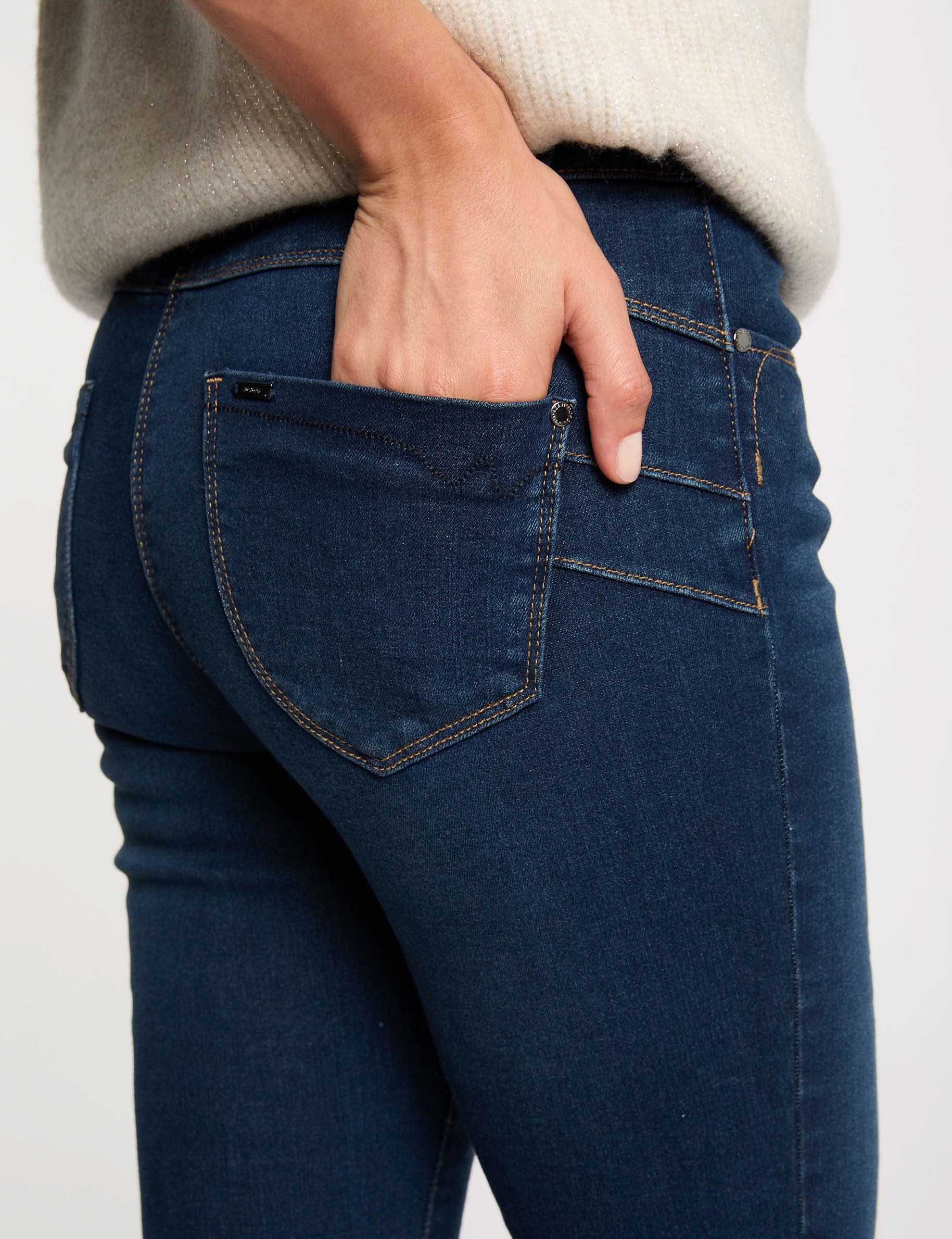 Jeans slim taille standard denim brut femme
