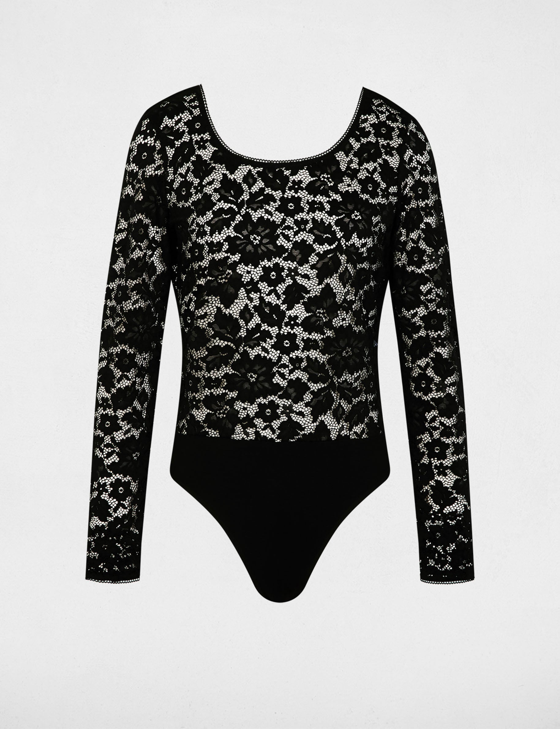 Body dentelle d&eacute;collet&eacute; noir femme