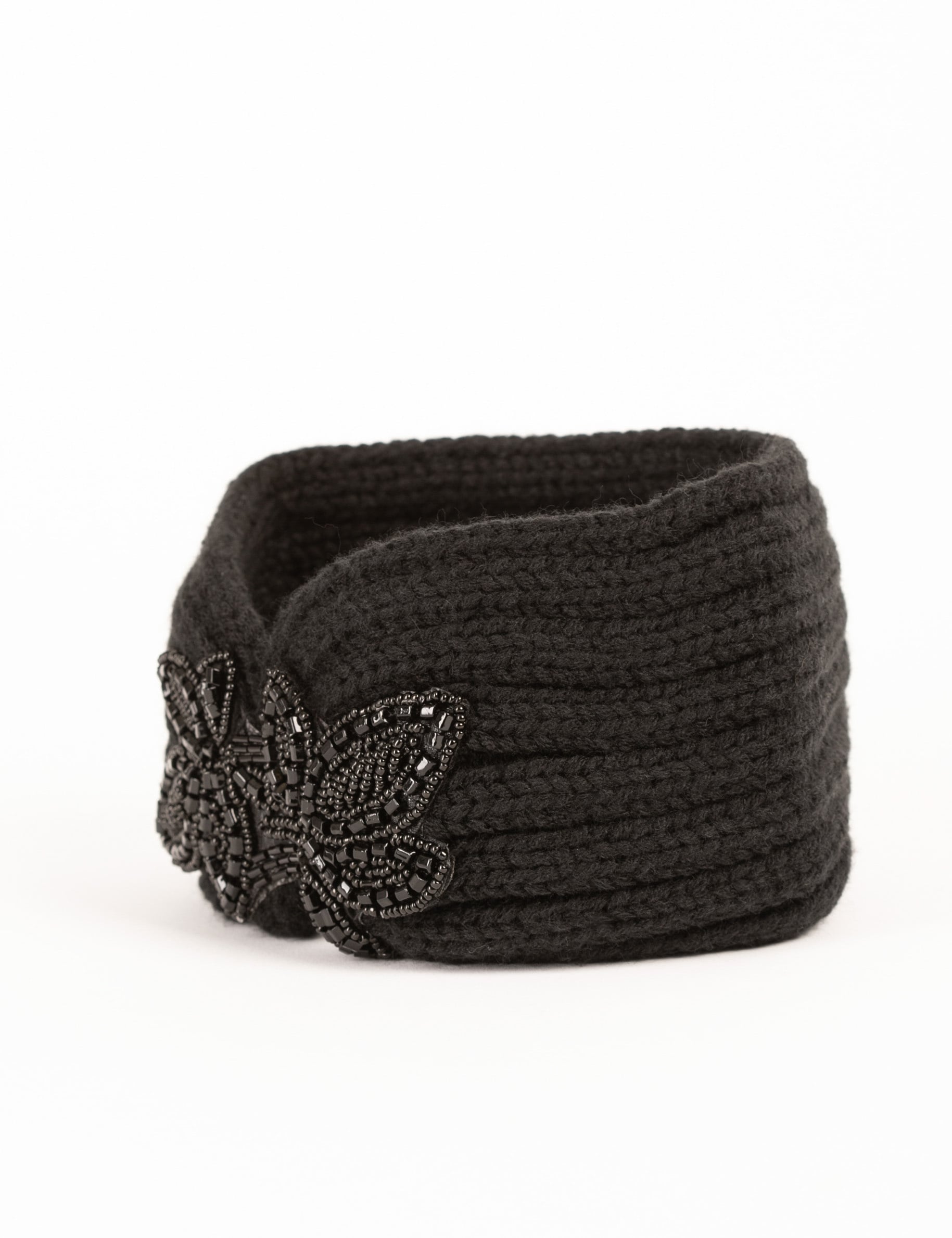 Bandeau avec d&eacute;tail en perles noir femme