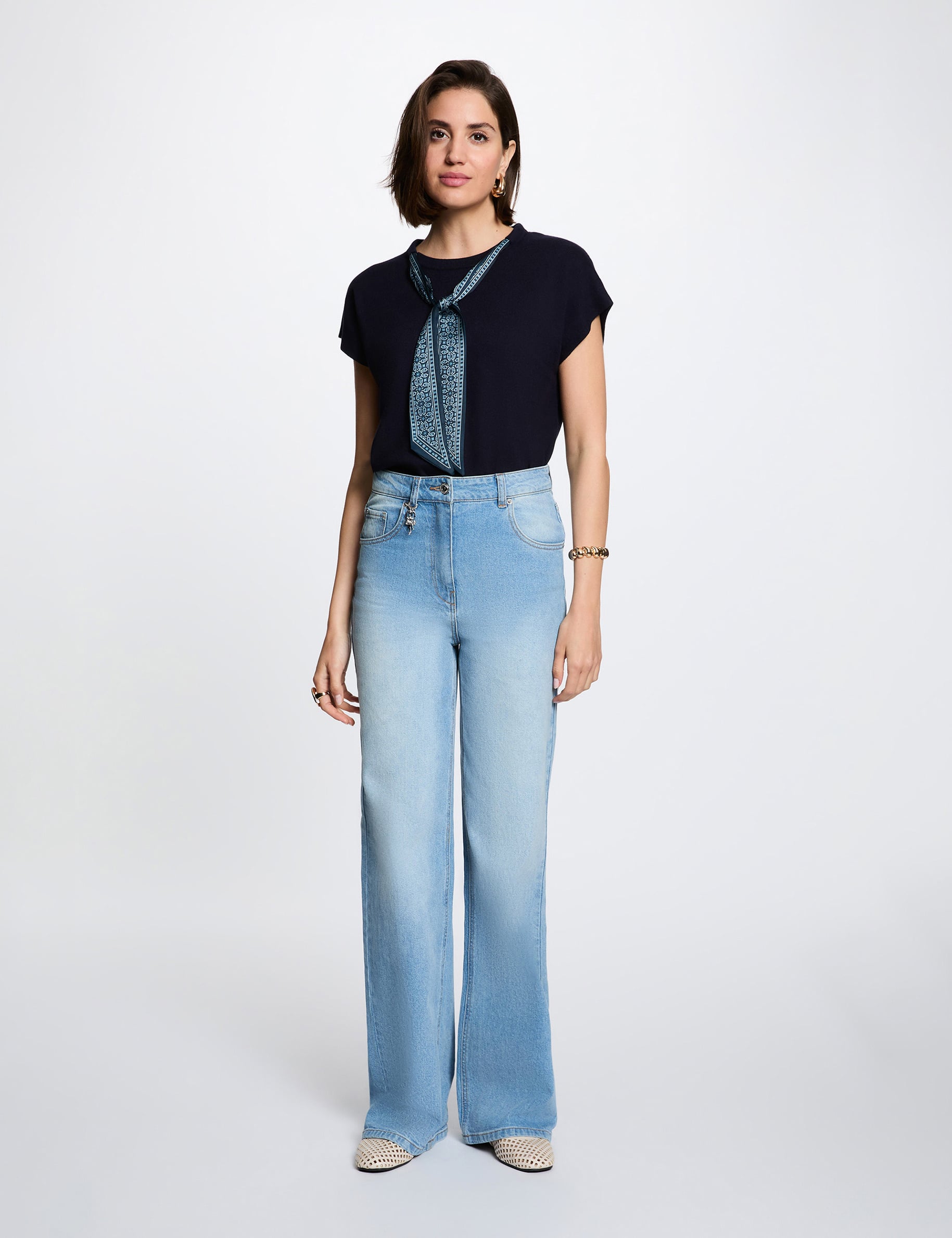 Pull sans manches bleu marine femme