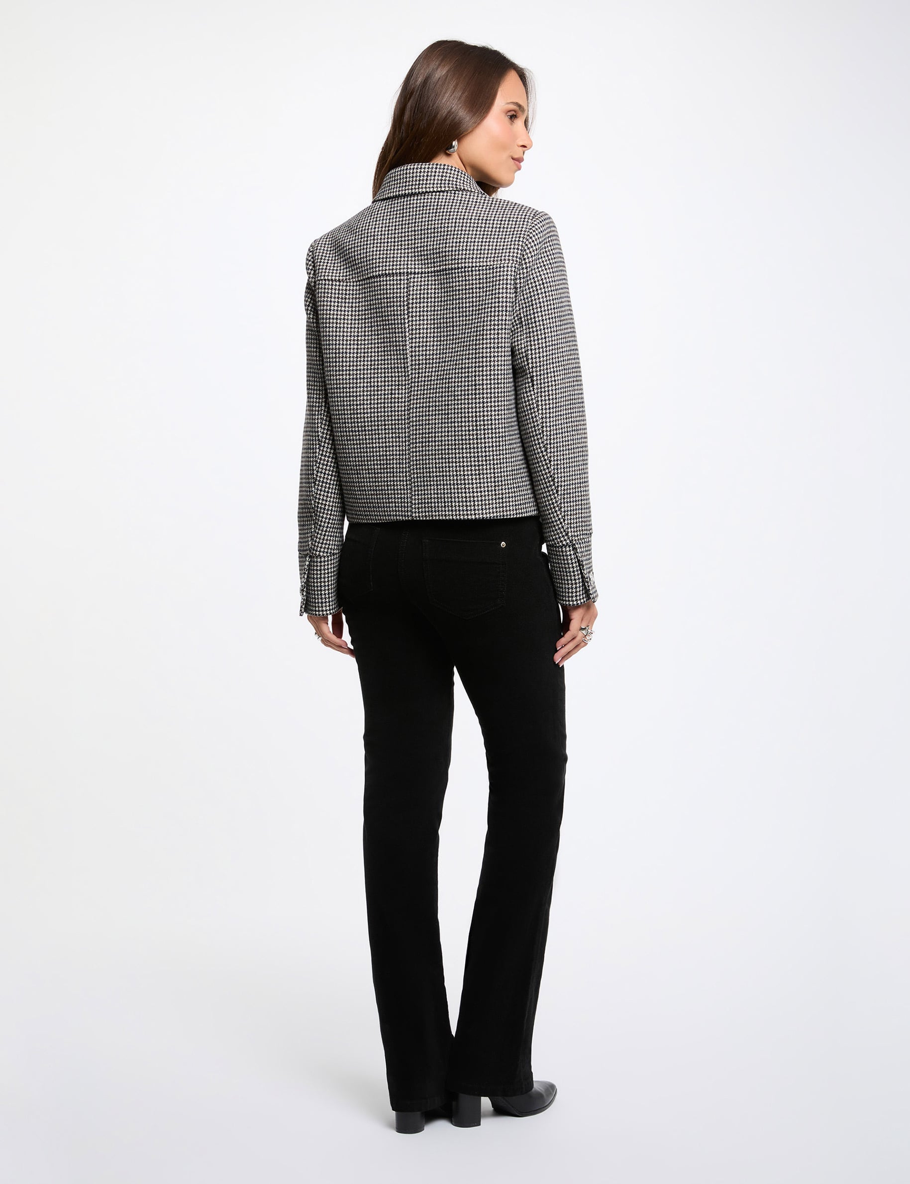 Veste courte col tailleur multicolore femme