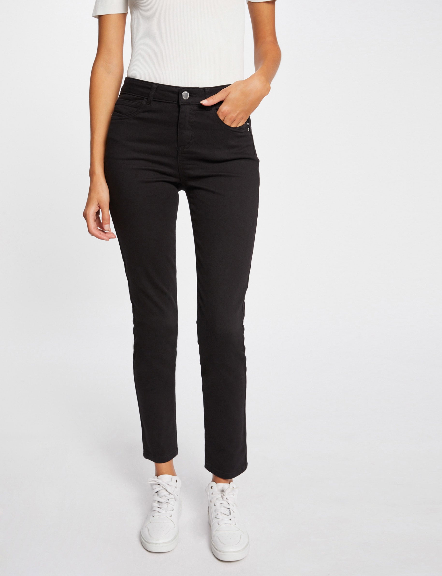 Pantalon slim taille standard noir femme