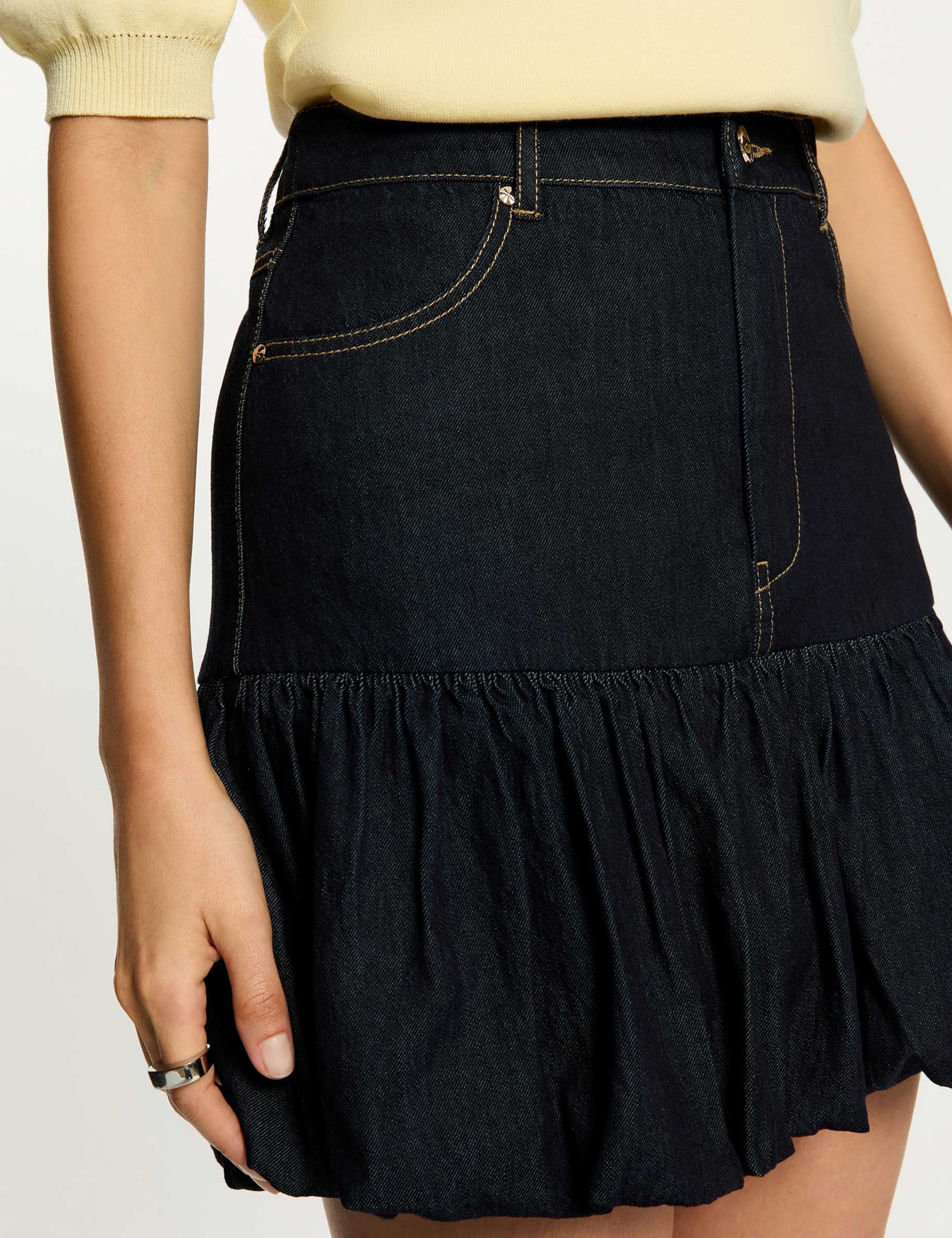 Jupe boule en jean bleu femme