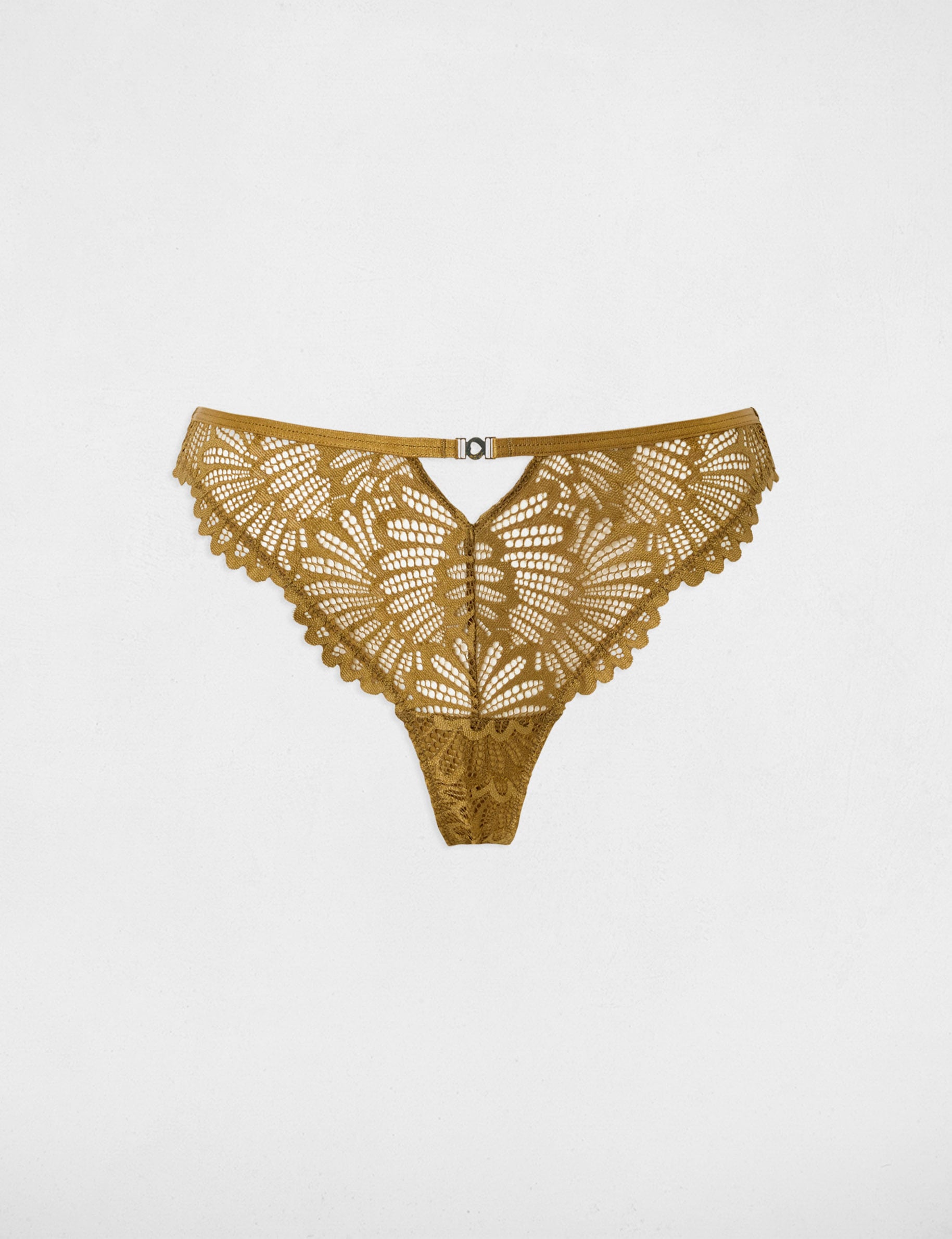 Tanga dentelle taille basse bronze femme