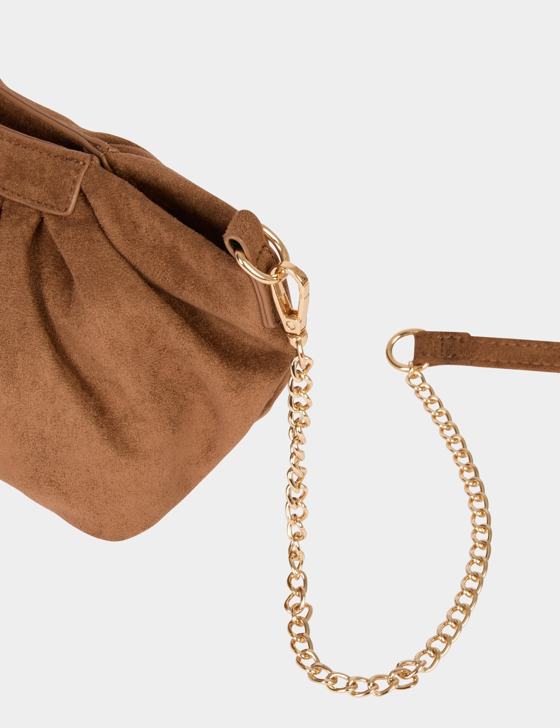 Sac bandouli&egrave;re su&eacute;dine marron cognac femme