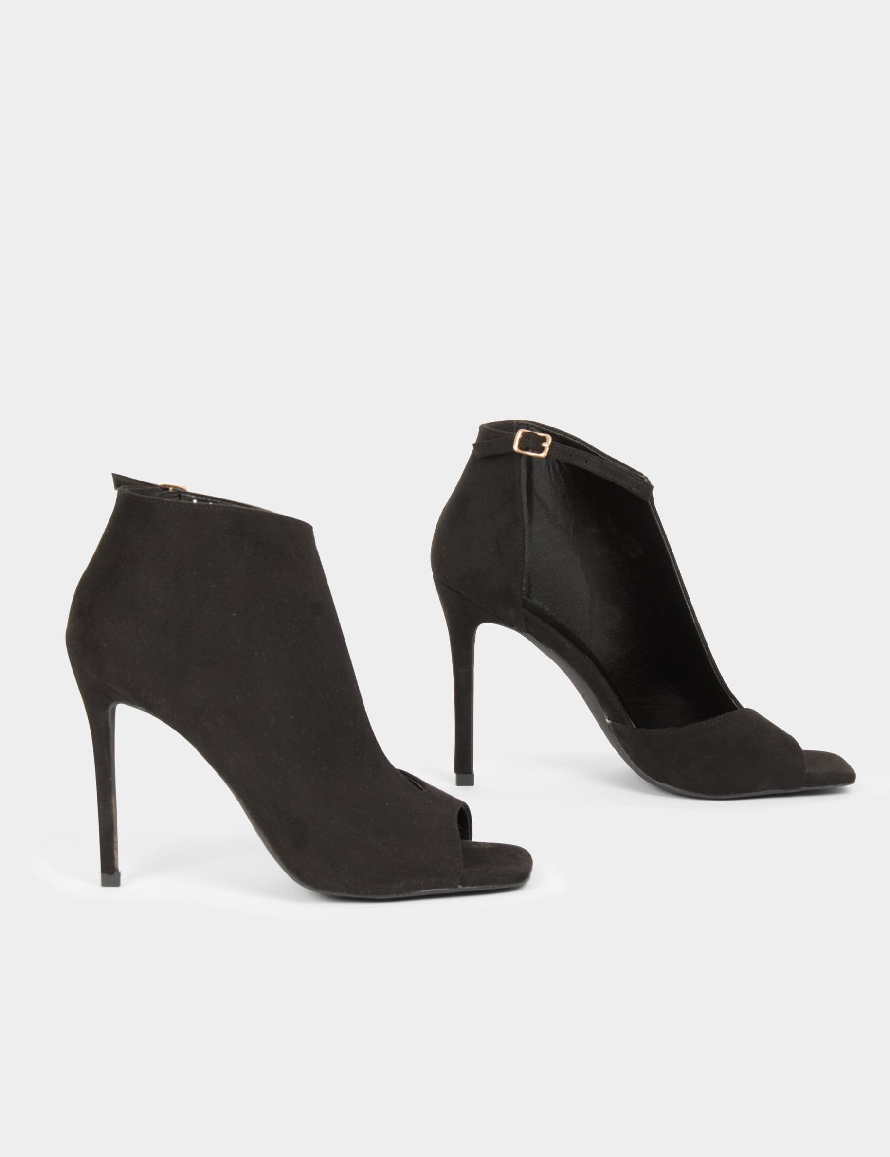 Sandales &agrave; talons demi-ouvertes noir femme