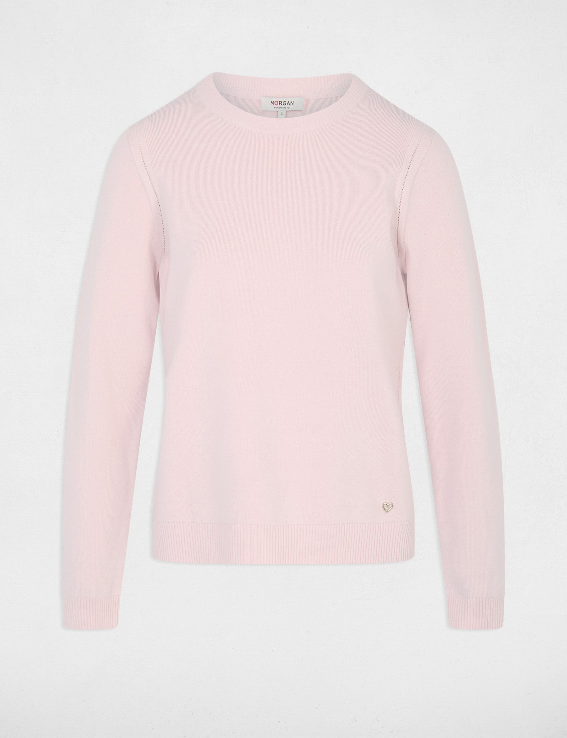 Pull maille relief rose clair femme