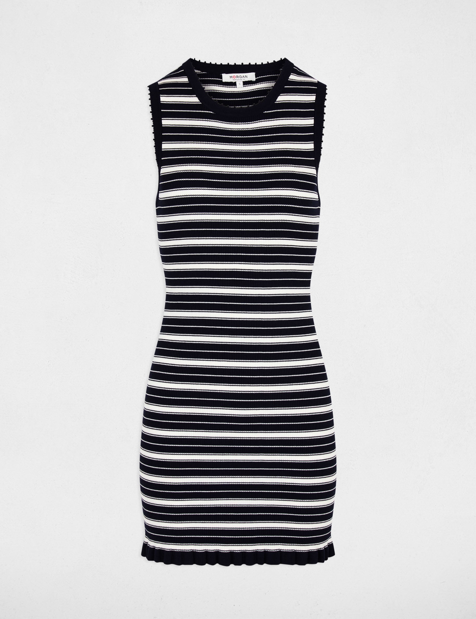 Robe tricot sans manches bleu marine femme