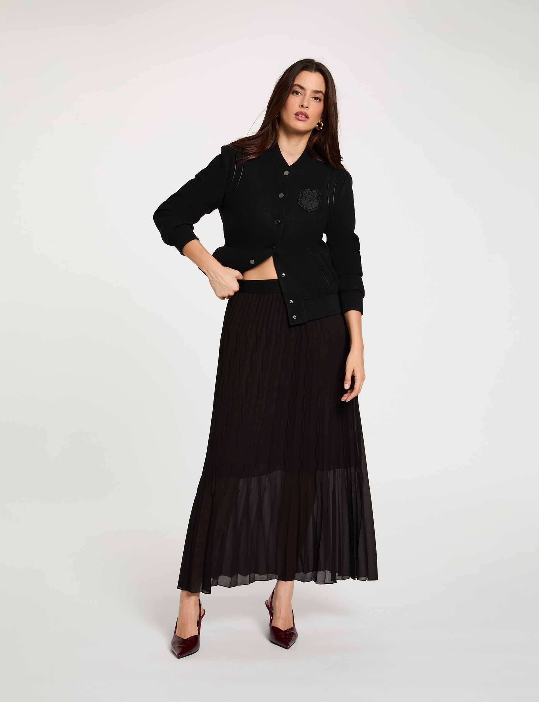 Blouson manches longues noir femme