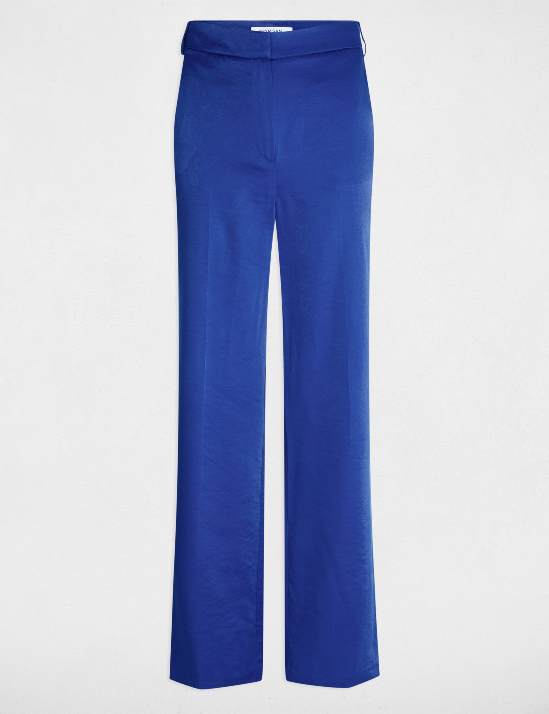 Pantalon droit fluide bleu electrique femme