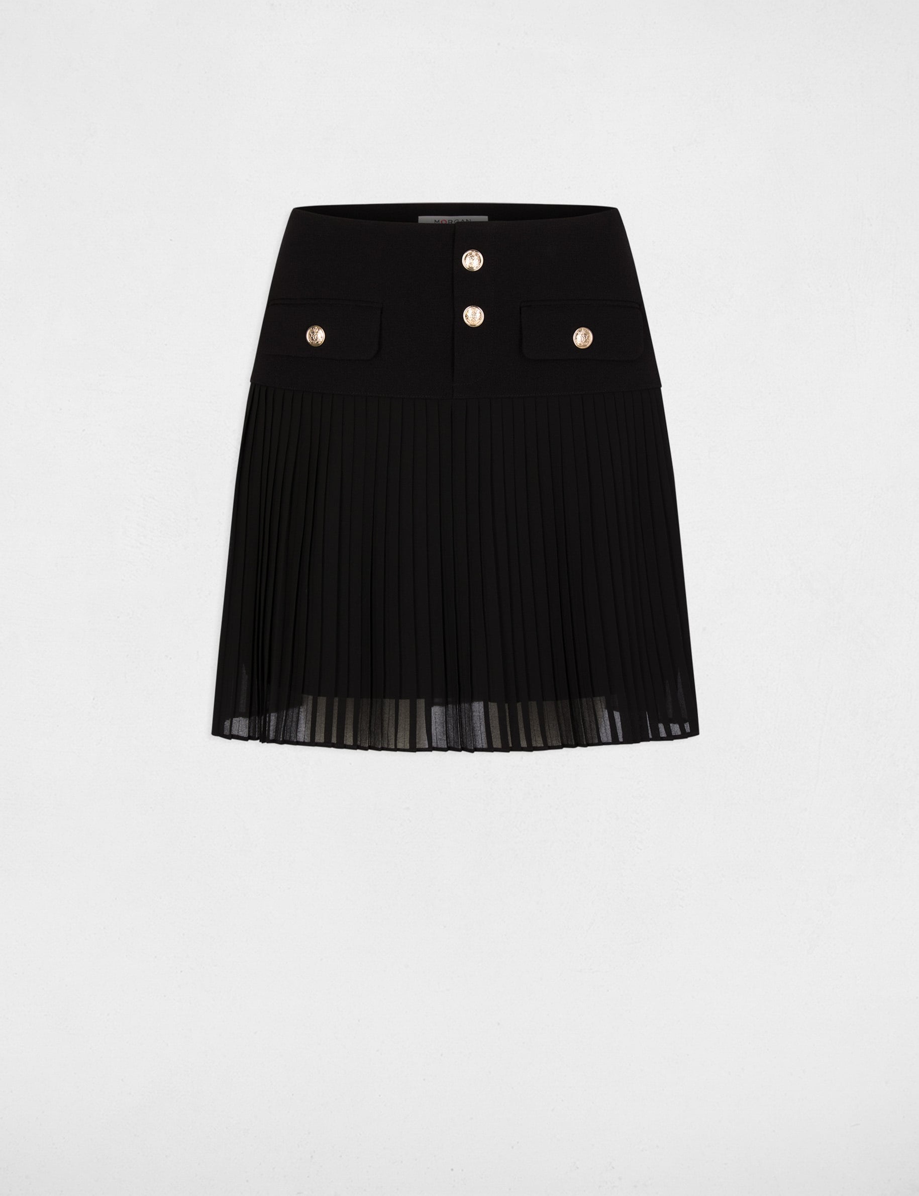 Jupe courte pliss&eacute;e noir femme