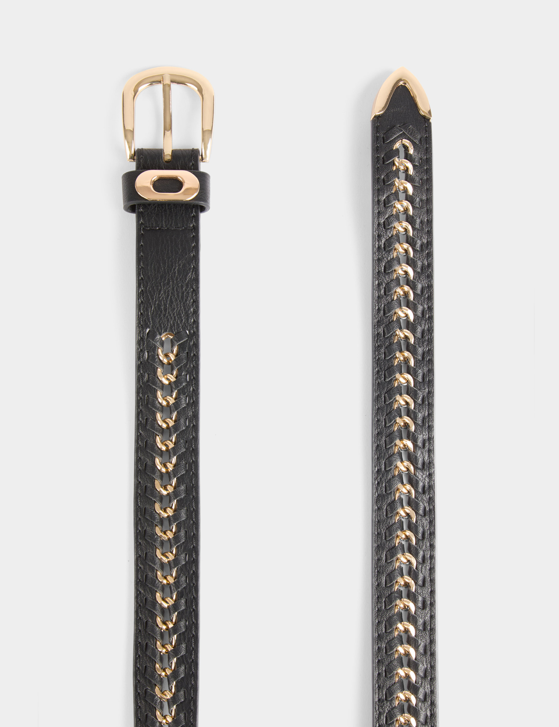 Ceinture d&eacute;tails cha&icirc;nes noir femme