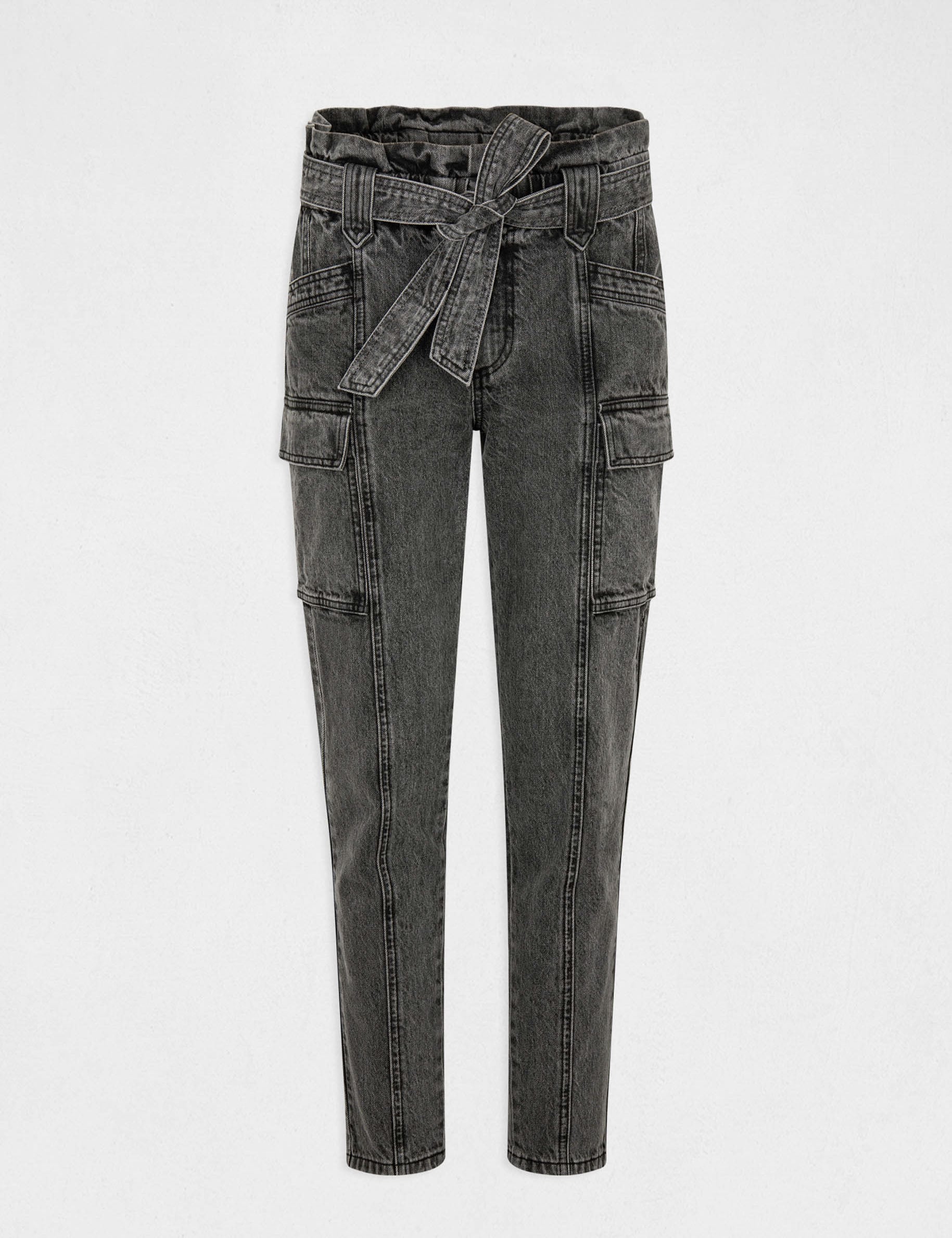 Jeans cargo slim 7/8&egrave;me gris moyen femme