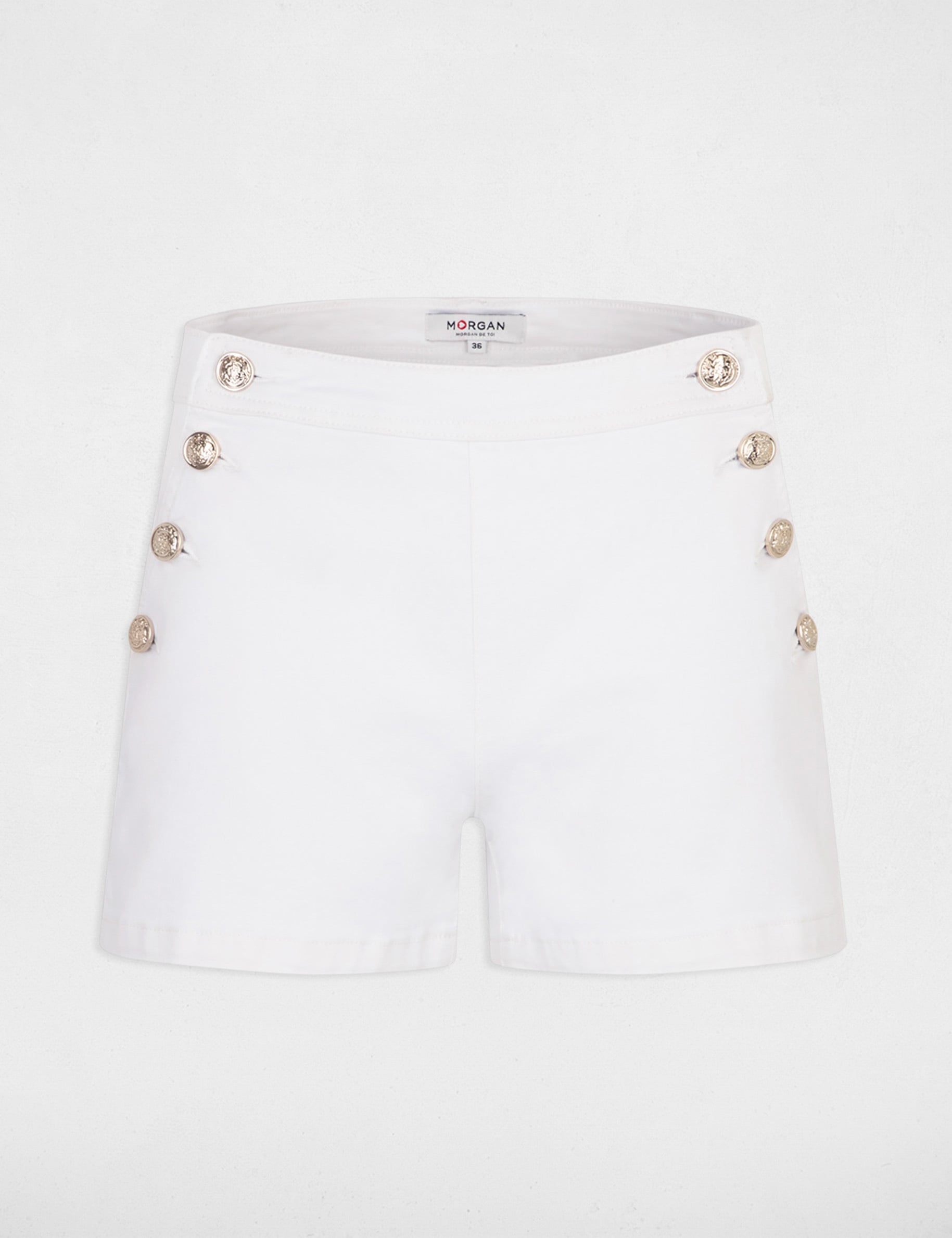 Short ajust&eacute; avec boutons ivoire femme
