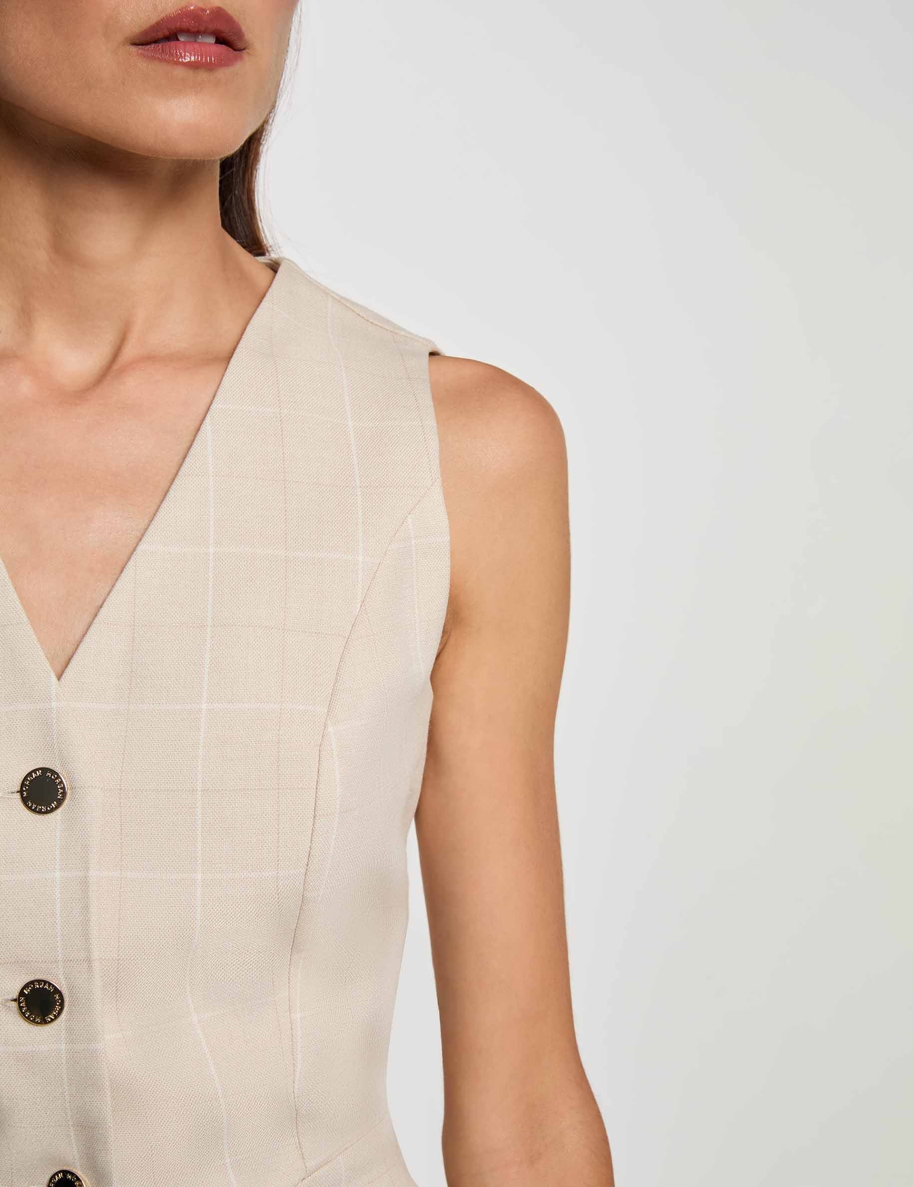 Combinaison large col v beige femme