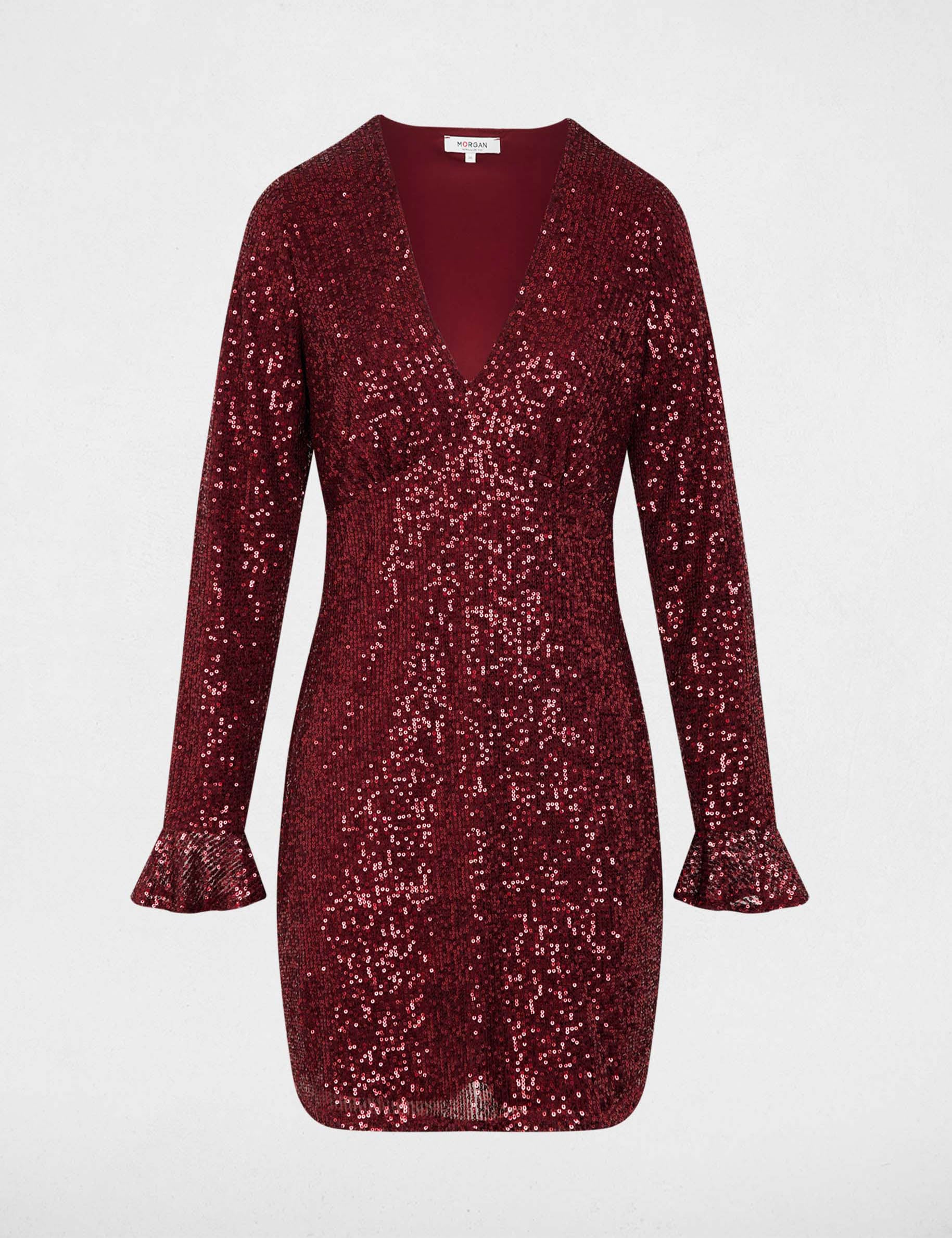 Robe courte &agrave; sequins prune femme