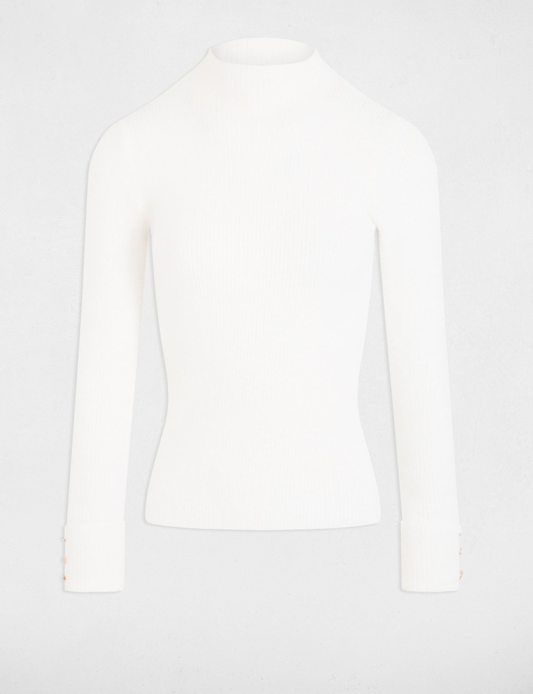 Pull manches longues maille duveteuse ivoire femme