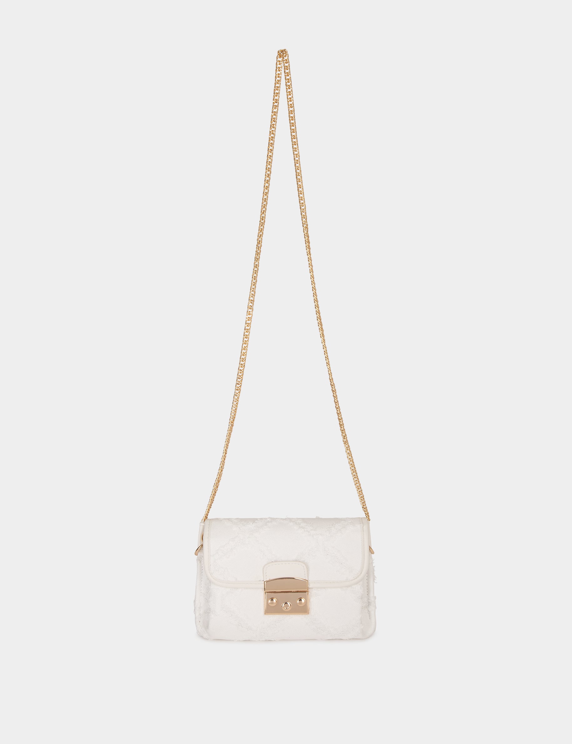 Sac pochette &agrave; franges ivoire femme