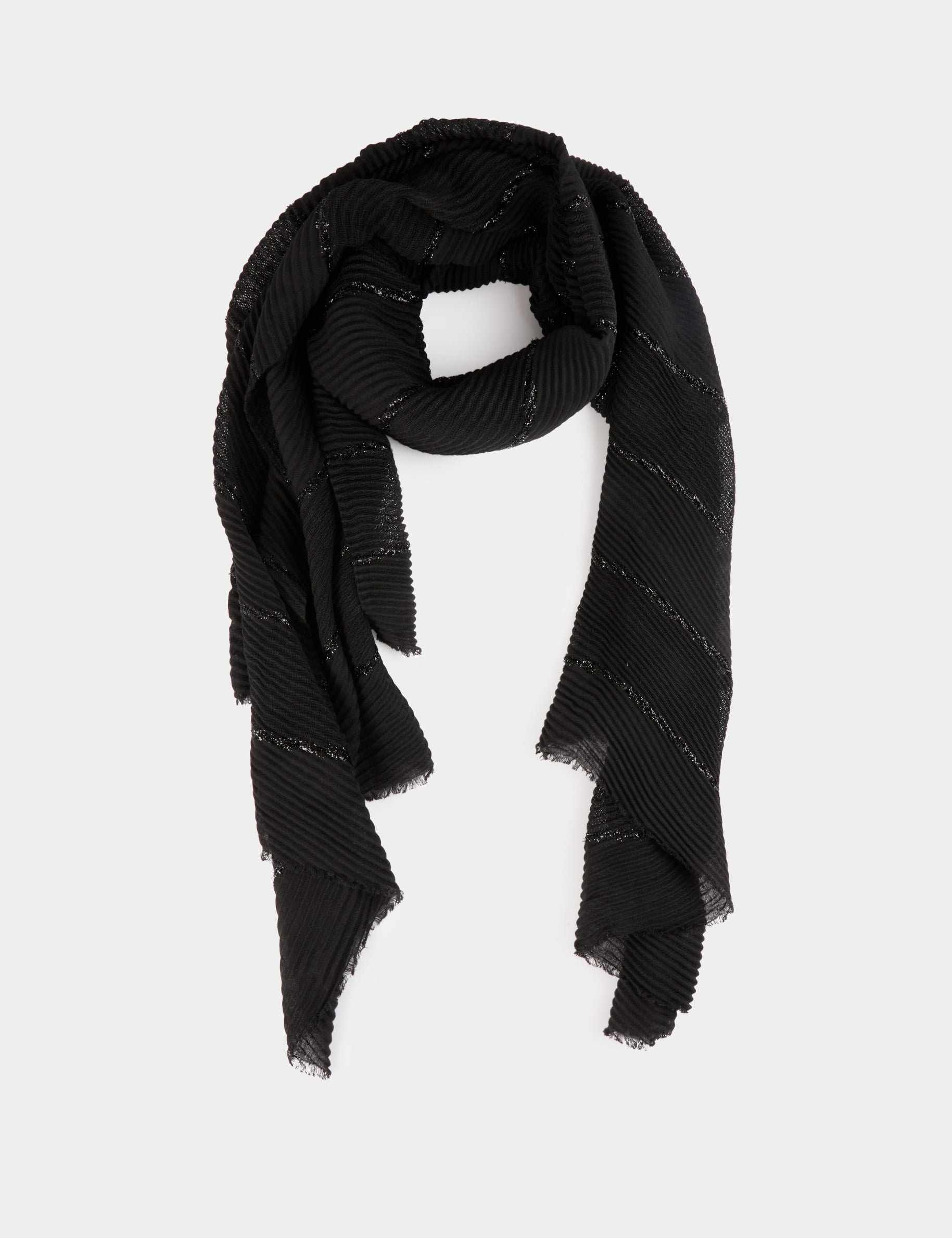 Foulard pliss&eacute; m&eacute;tallis&eacute; noir femme