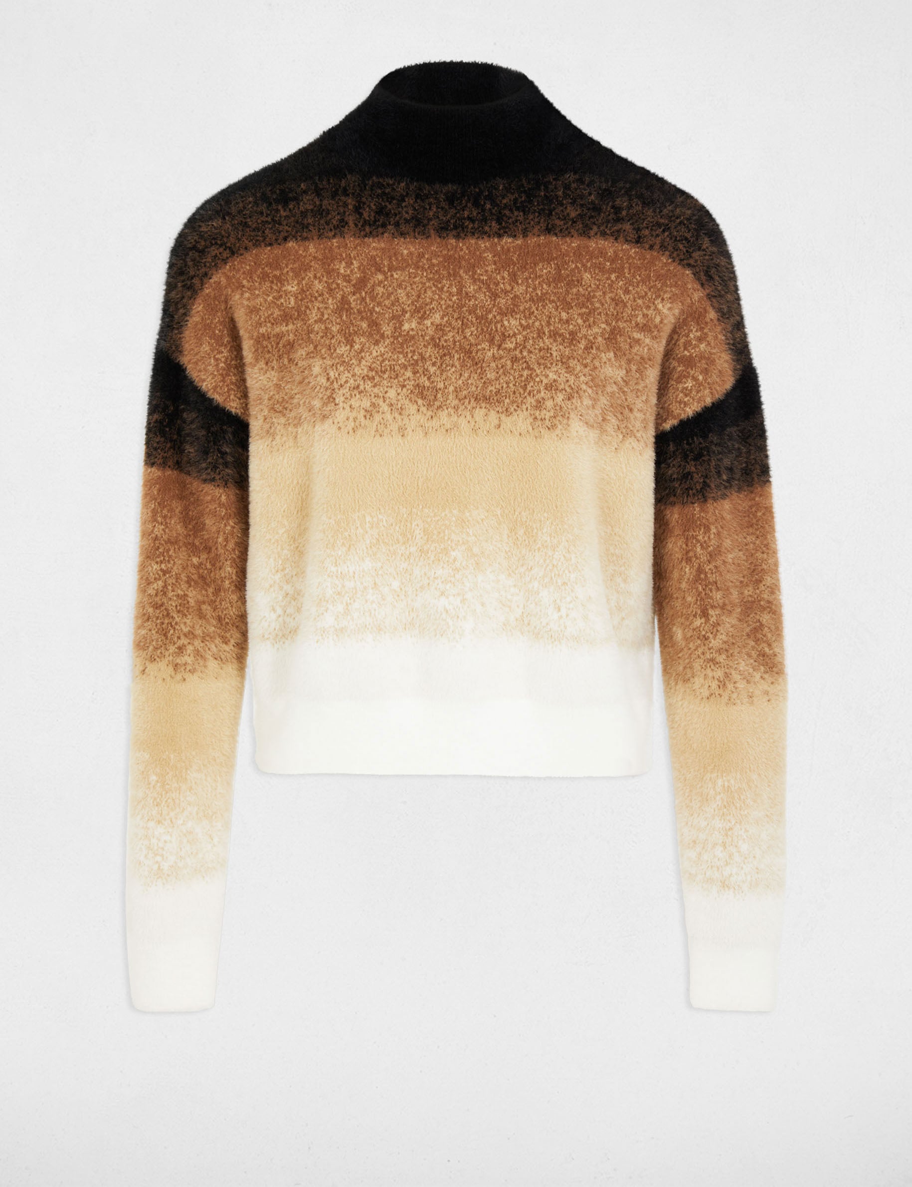 Pull col montant camel femme