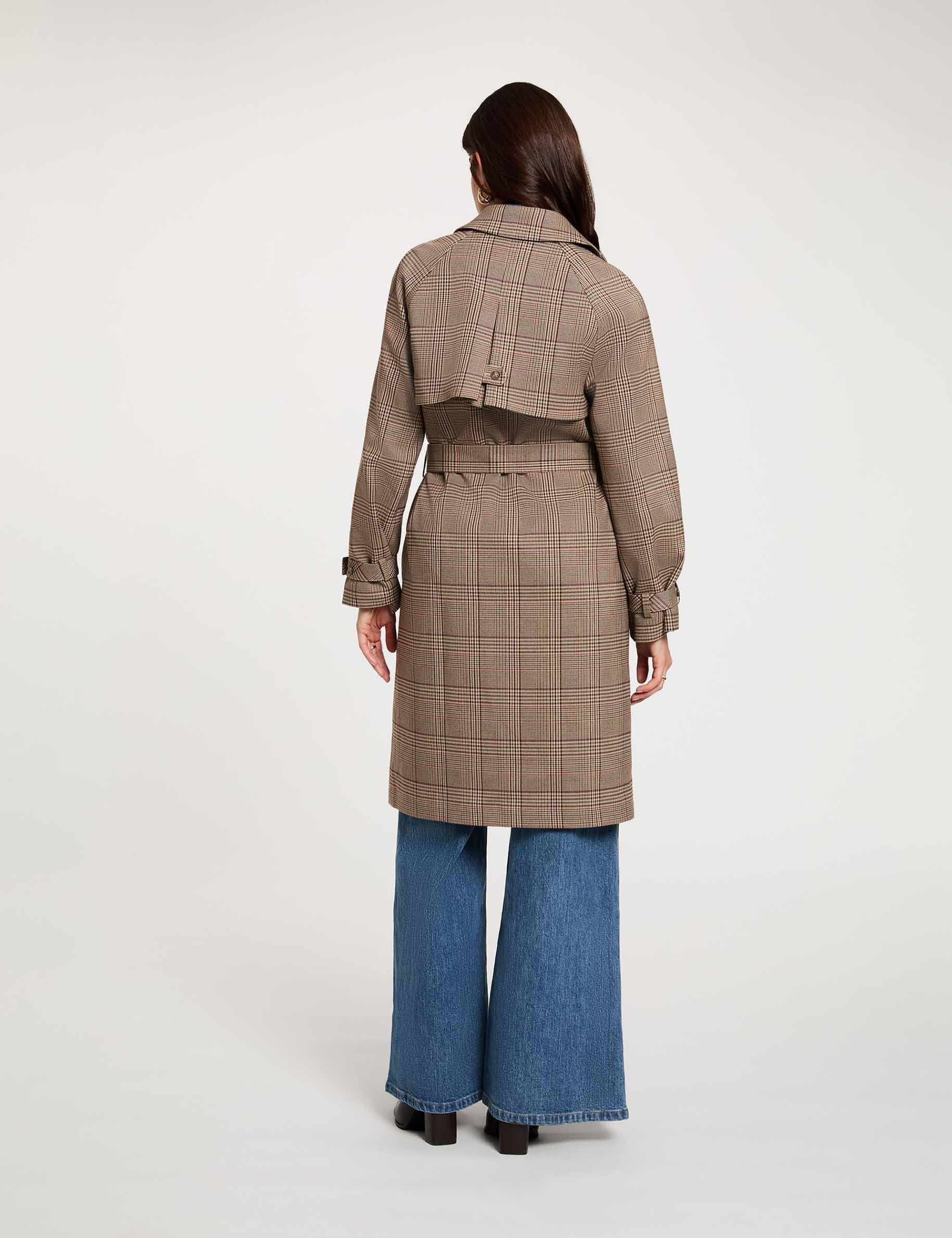 Trench long ceintur&eacute; multicolore femme