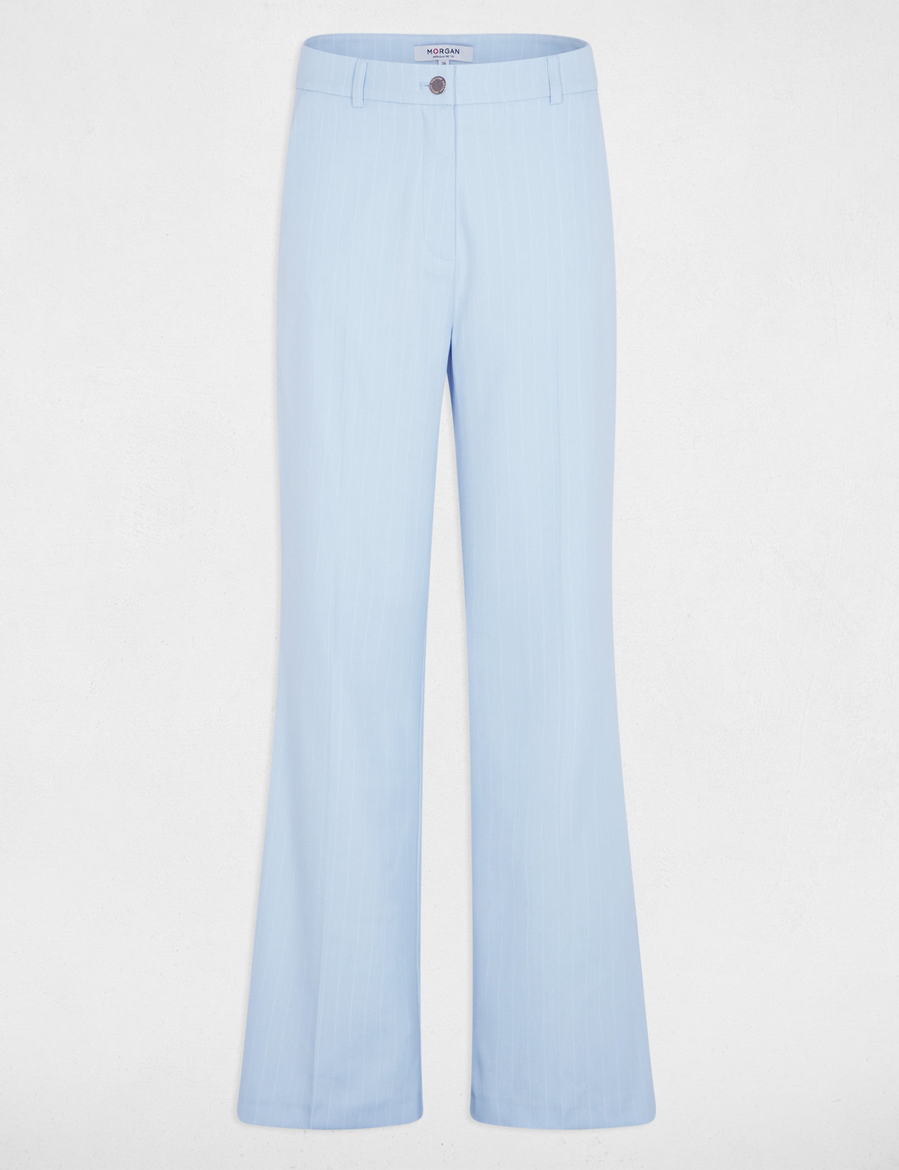 Pantalon droit taille haute bleu ciel femme