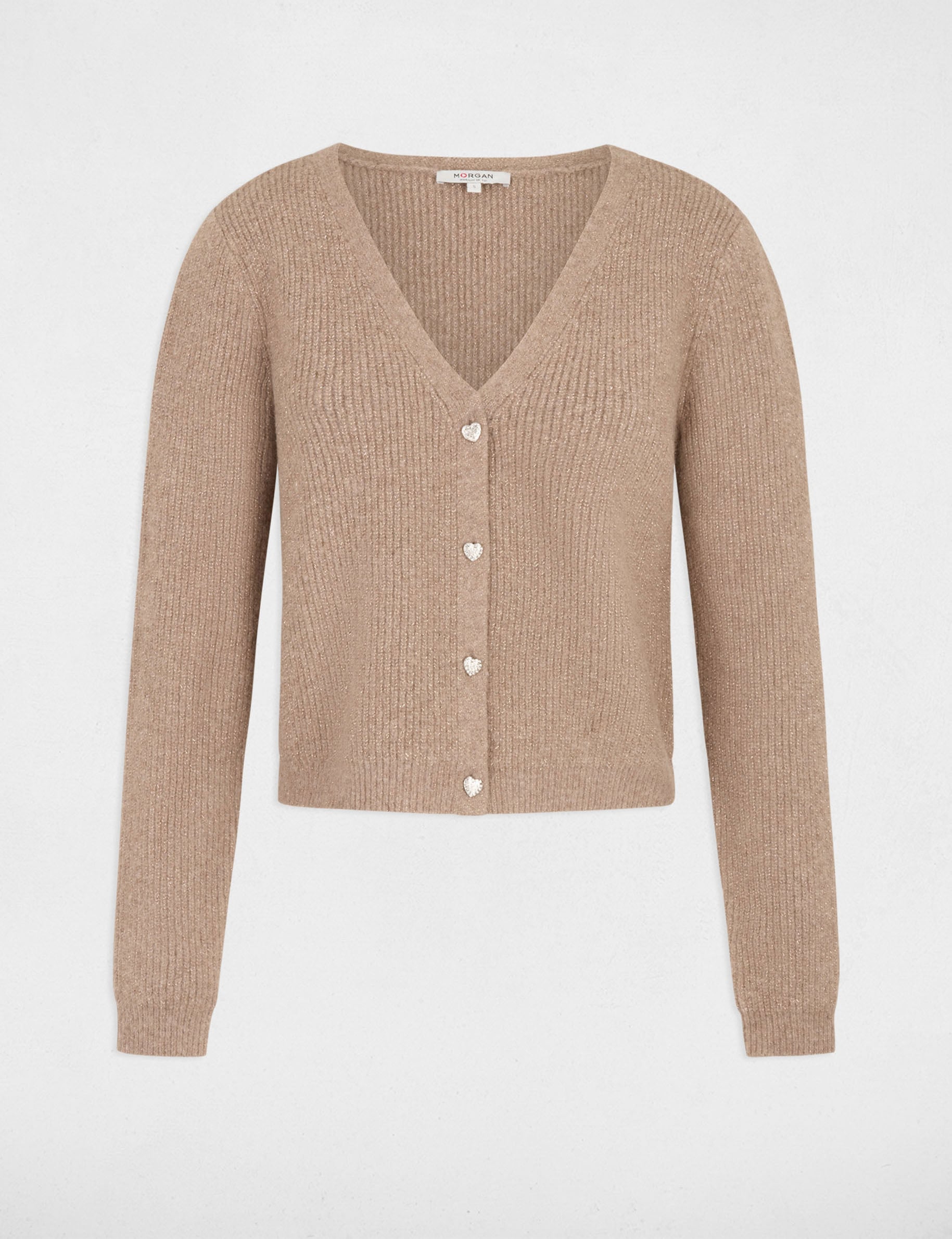 Gilet col en V beige moyen femme