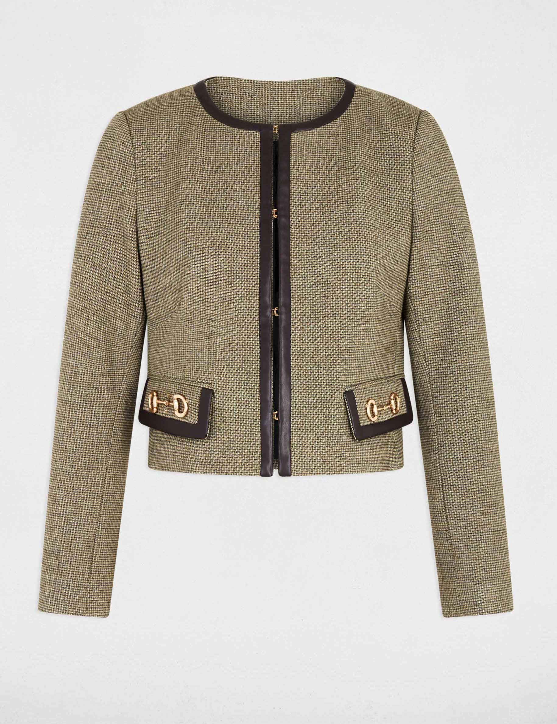 Veste droite cropped vert kaki femme