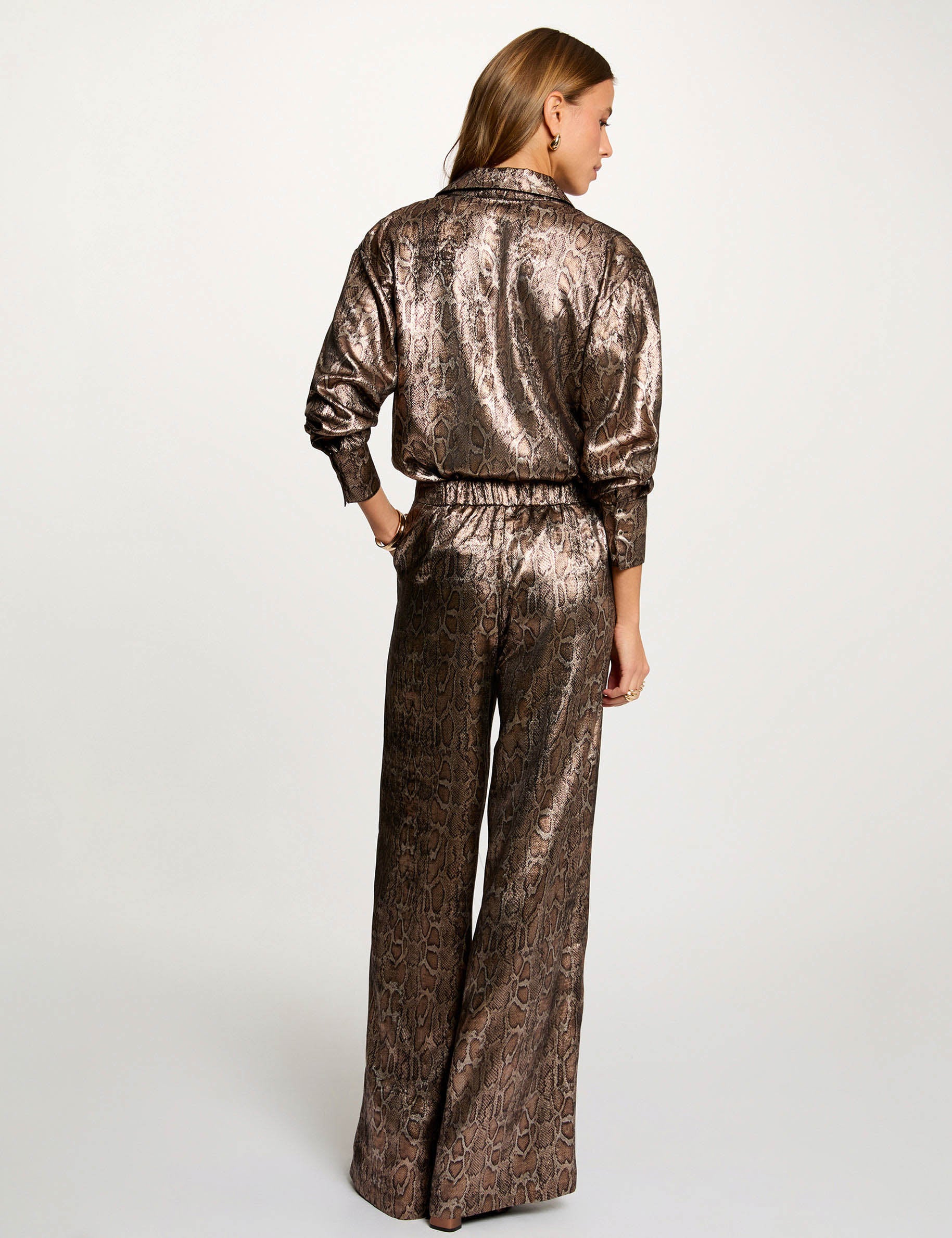 Chemise satin&eacute;e python multicolore femme