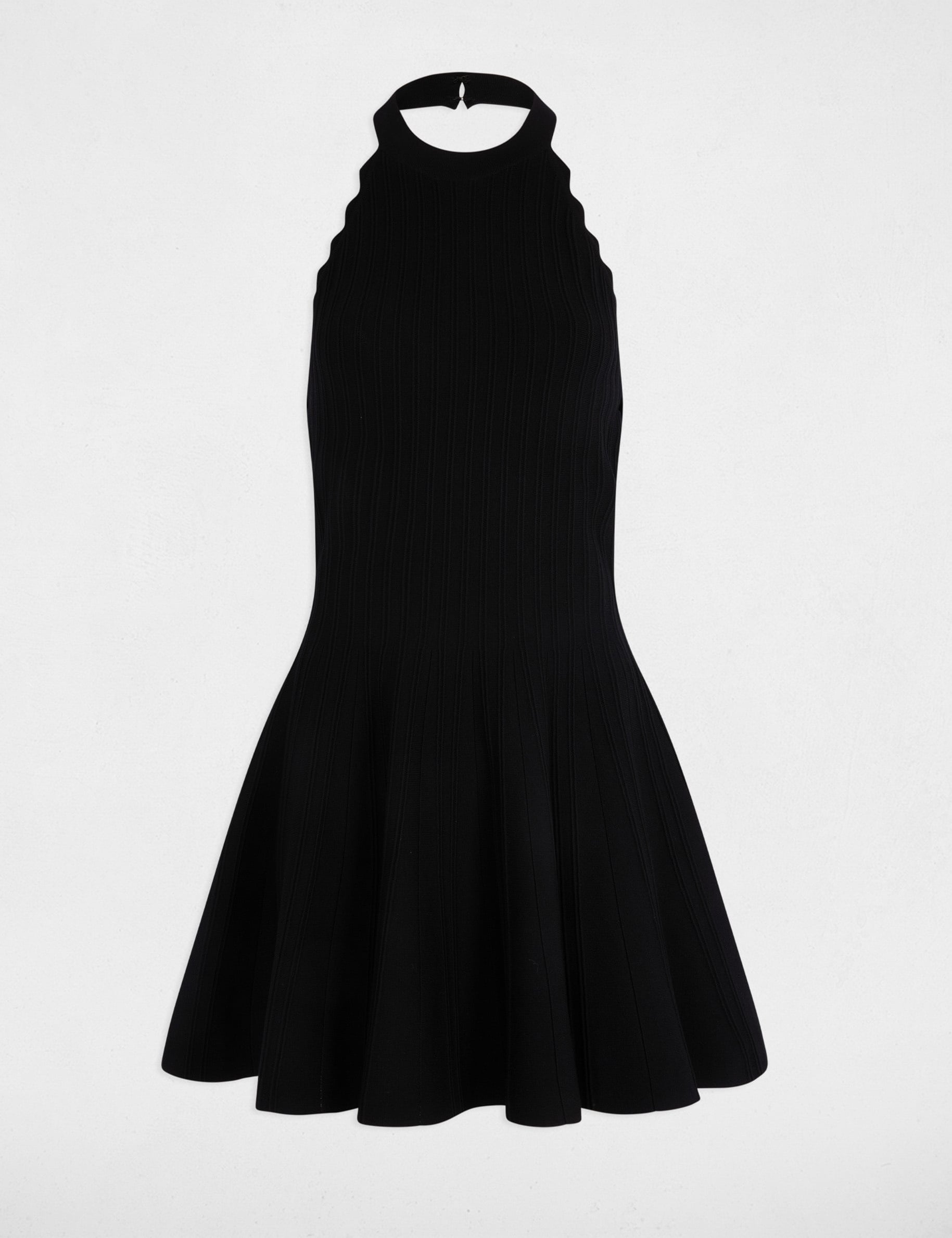 Robe tricot &eacute;vas&eacute;e sans manches noir femme