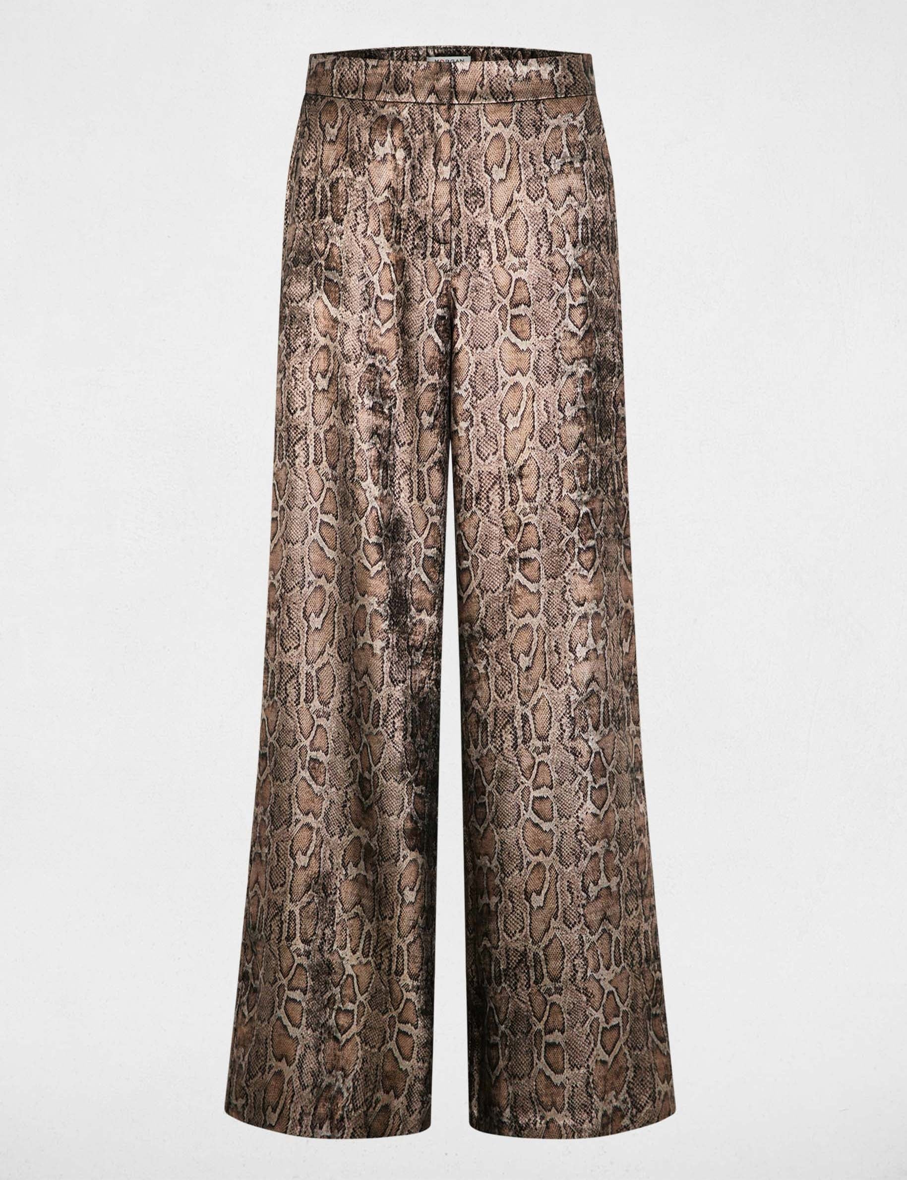 Pantalon large satin&eacute; multicolore femme