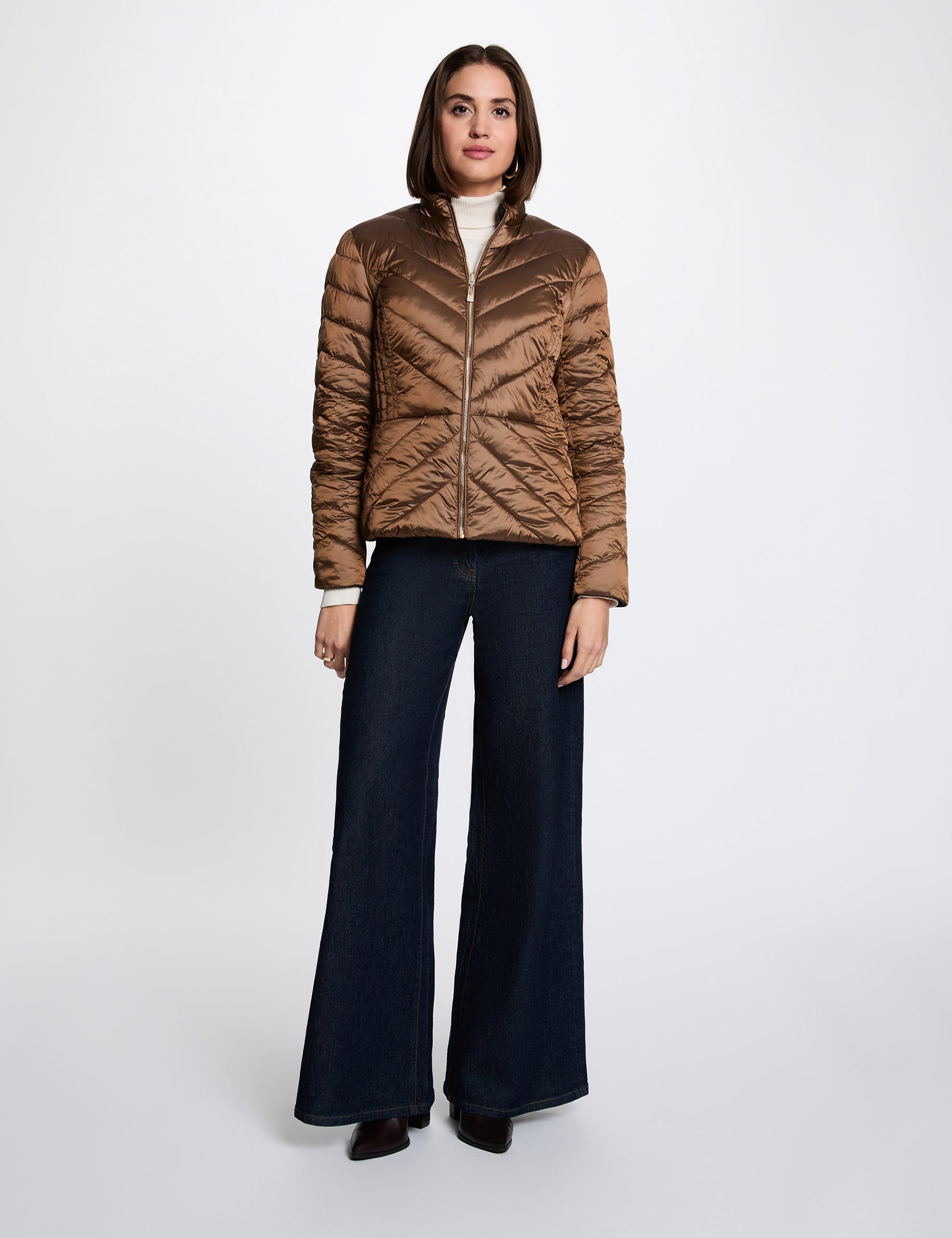Doudoune r&eacute;versible satin&eacute;e couleur bronze femme