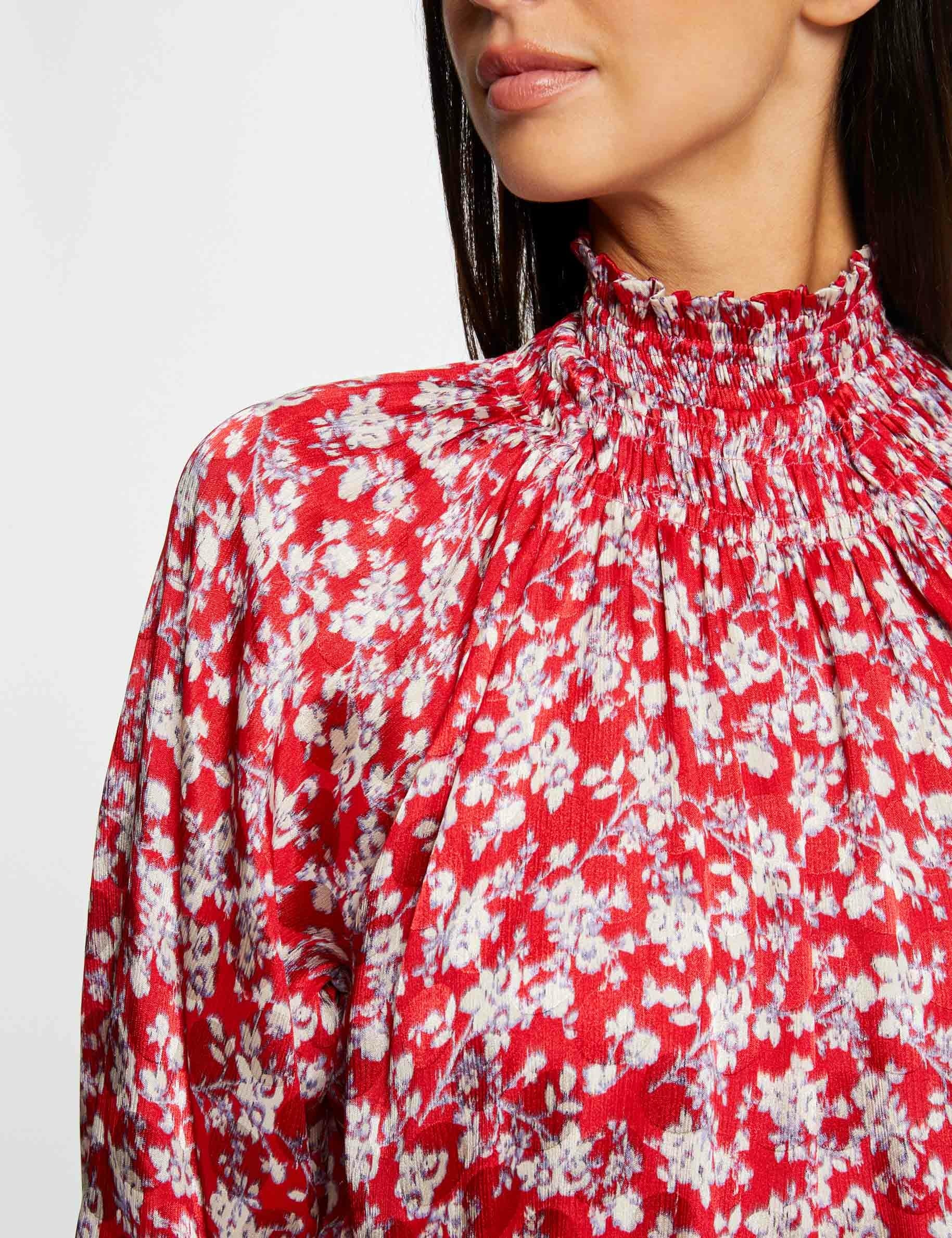 Blouse manches longues imprim&eacute; floral multico femme