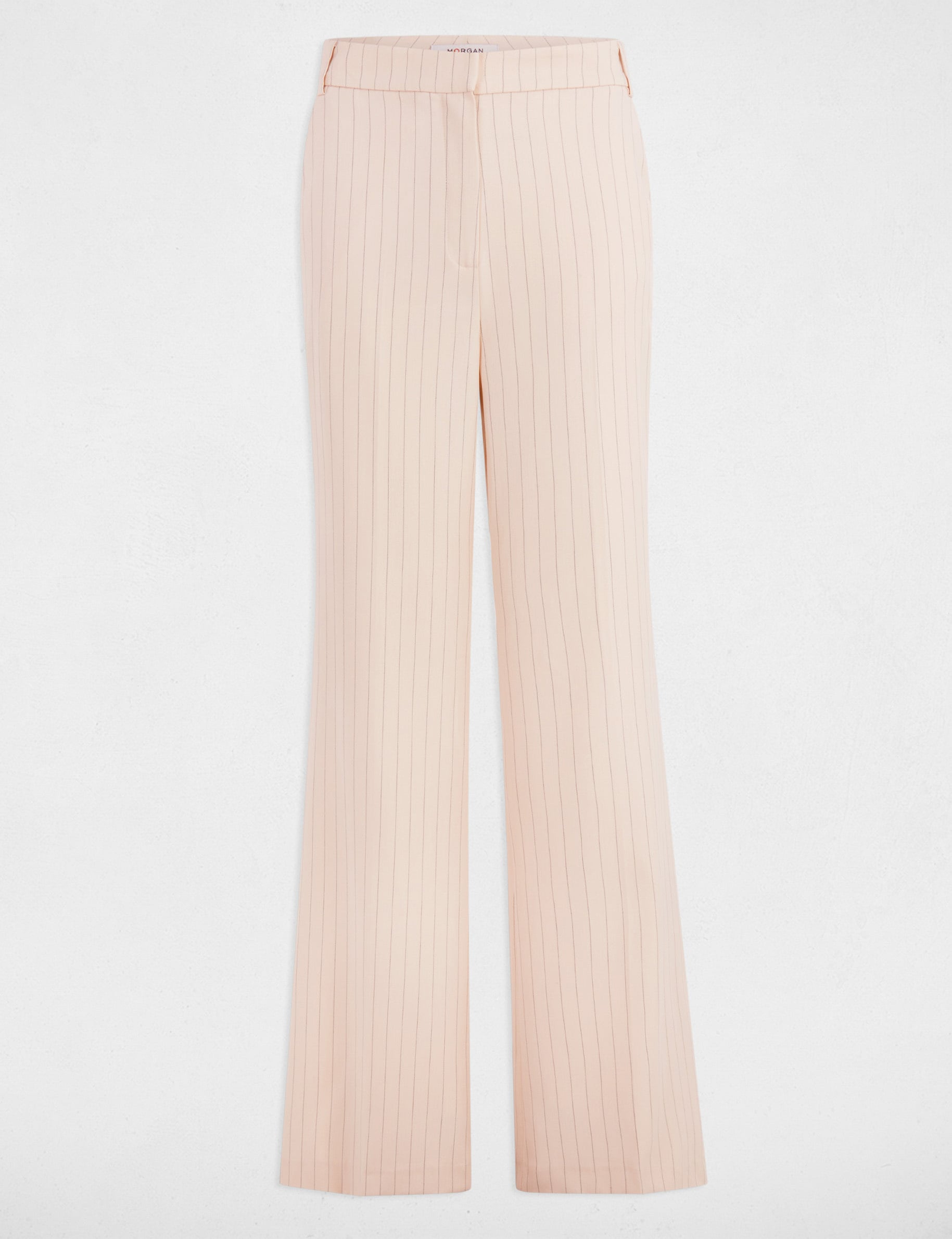 Pantalon large ray&eacute; rose clair femme