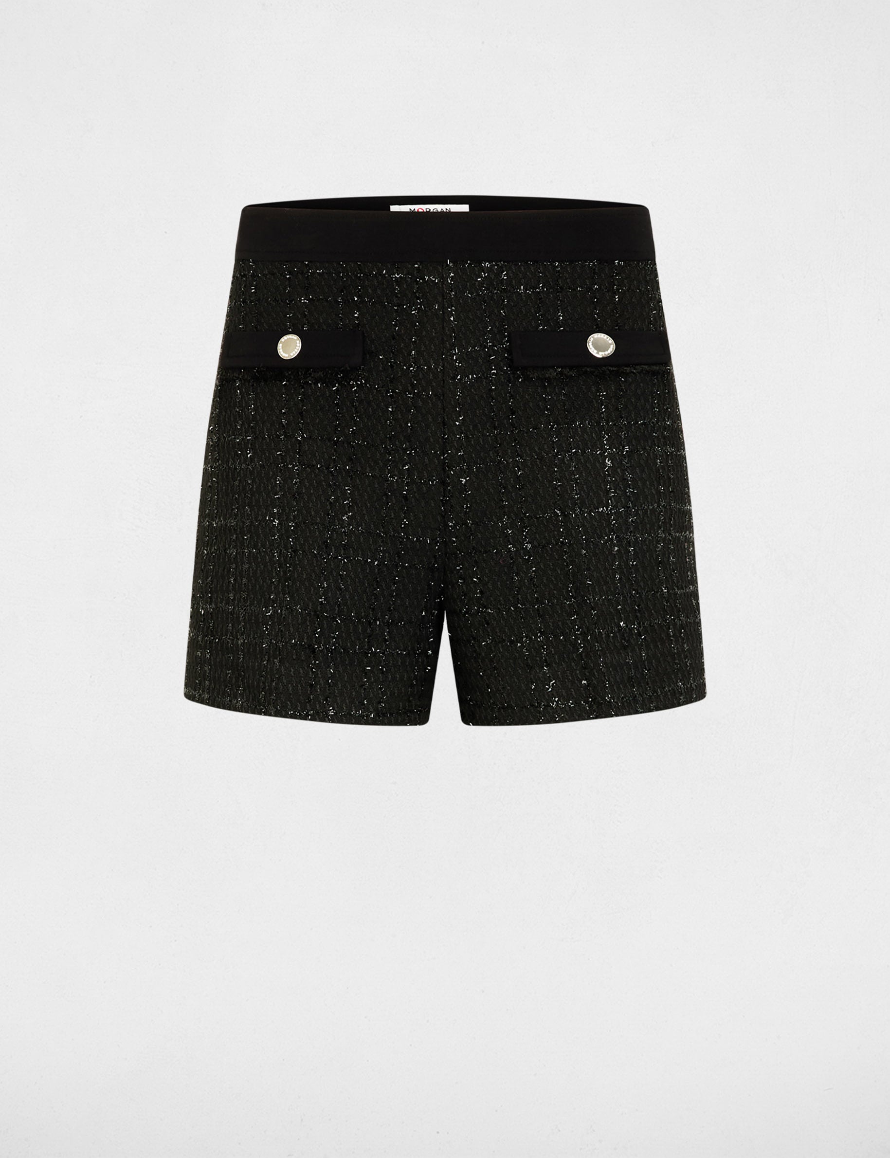 Short ajust&eacute; tweed noir femme