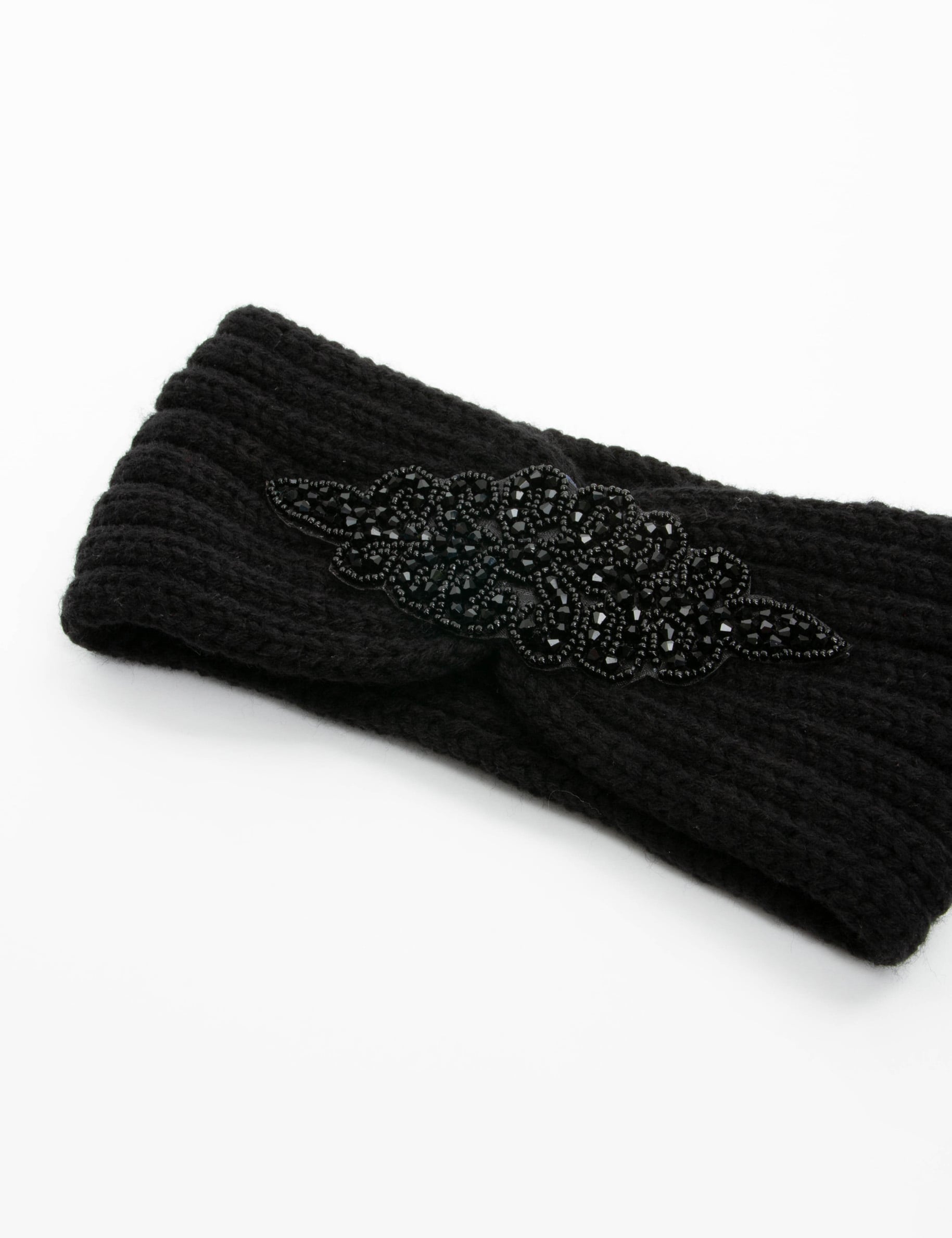 Bandeau avec d&eacute;tail en perles noir femme