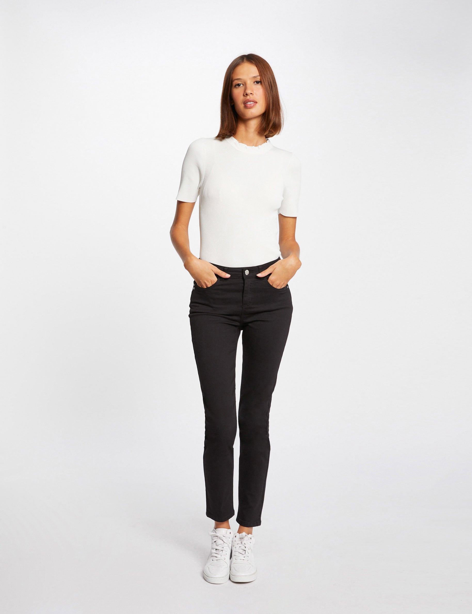 Pantalon slim taille standard noir femme