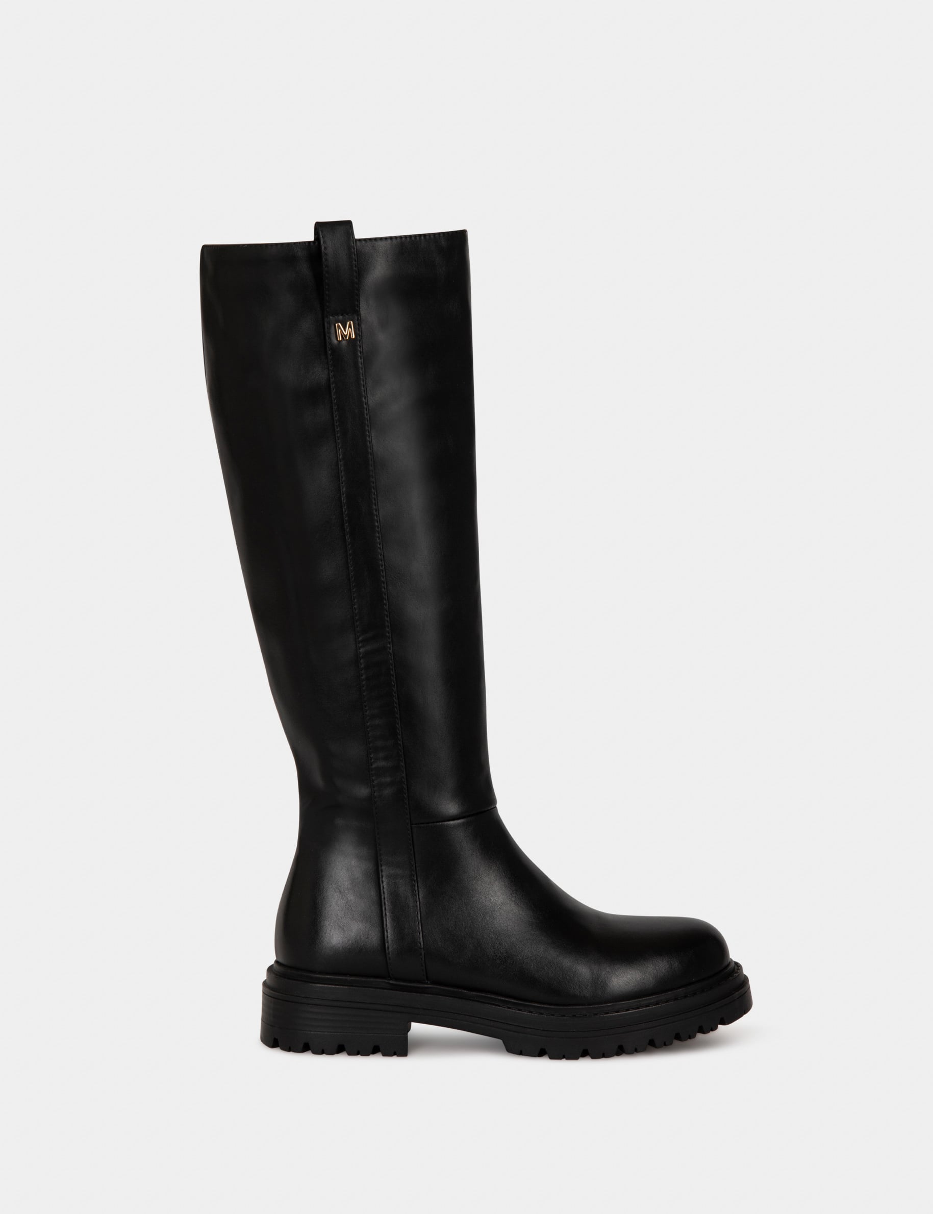 Bottes plates crant&eacute;es noir femme