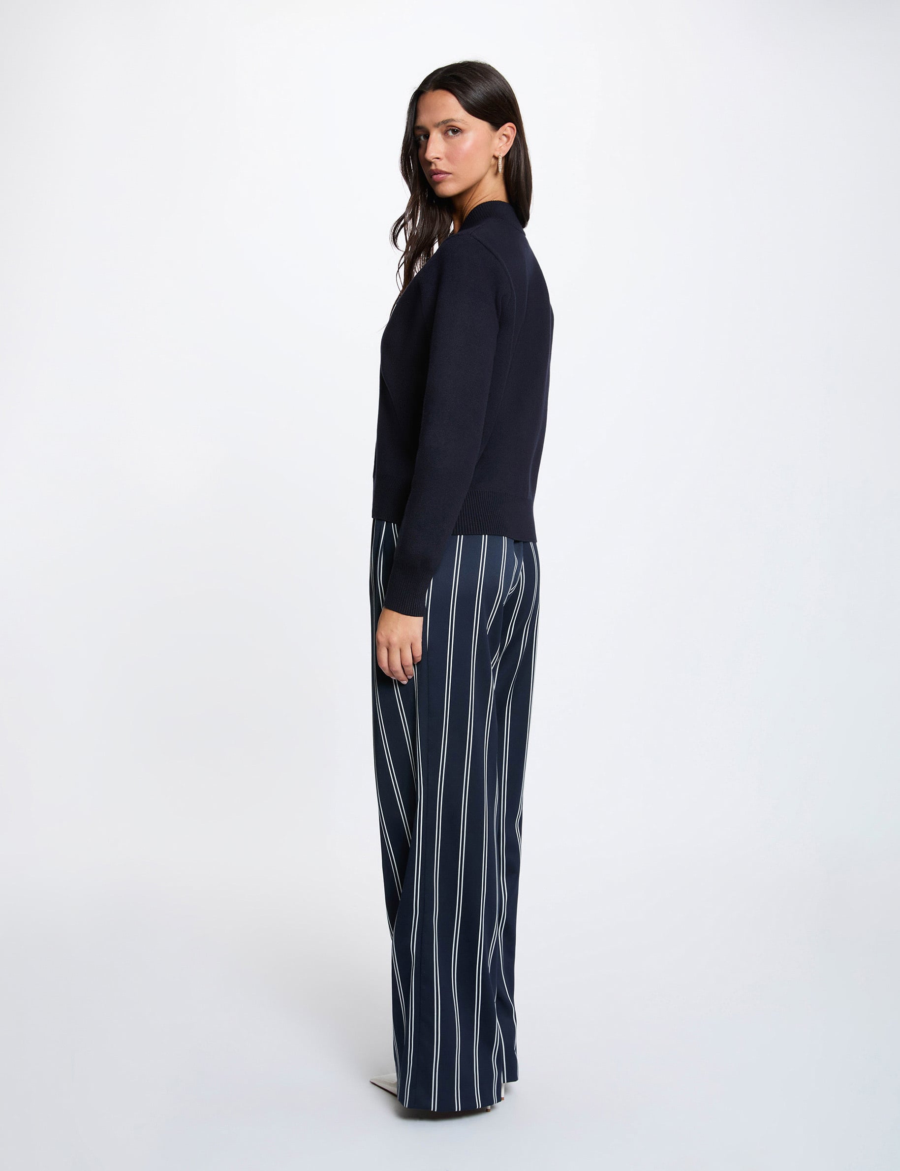 Pull col teddy bleu marine femme