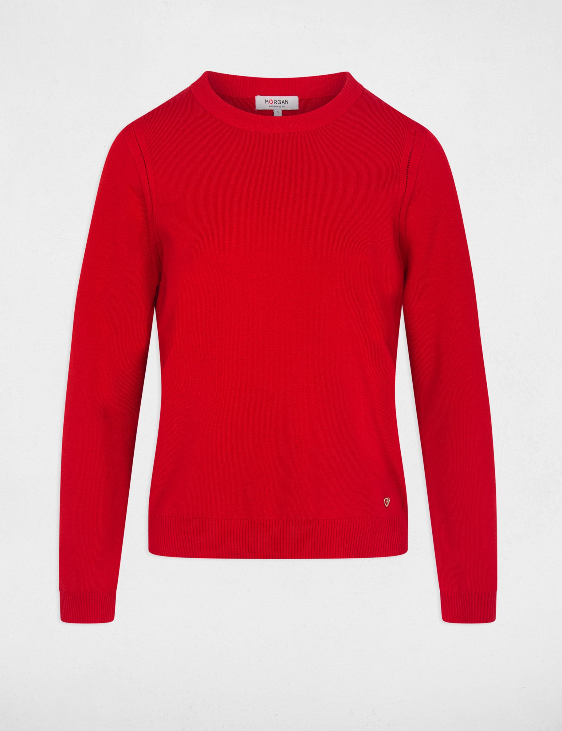 Pull maille relief rouge femme