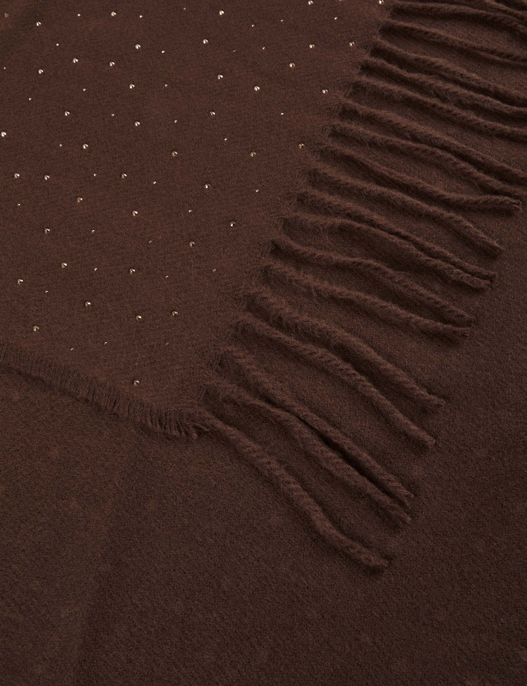 &Eacute;charpe strass franges marron fonc&eacute; femme