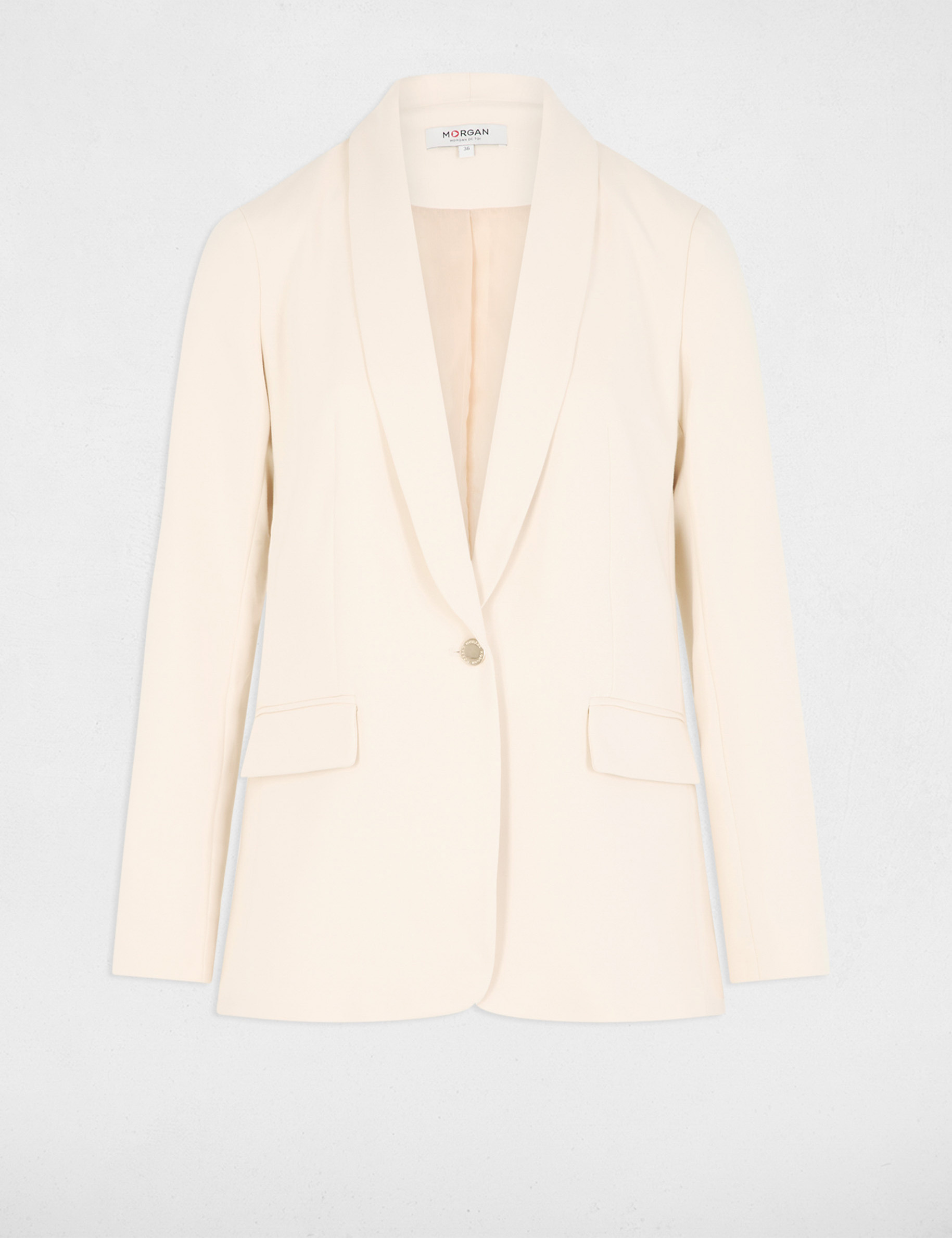Veste courte col ch&acirc;le ivoire femme